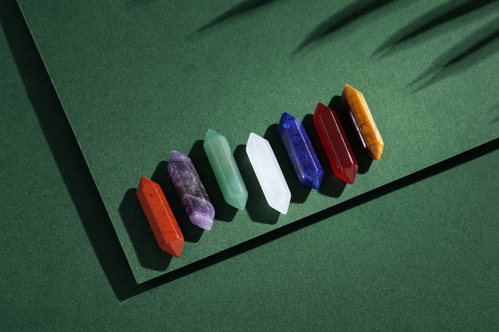 7 Chakra Healing Crystals Set: Quartz, Amethyst, Aventurine, Tiger Eye, Reiki