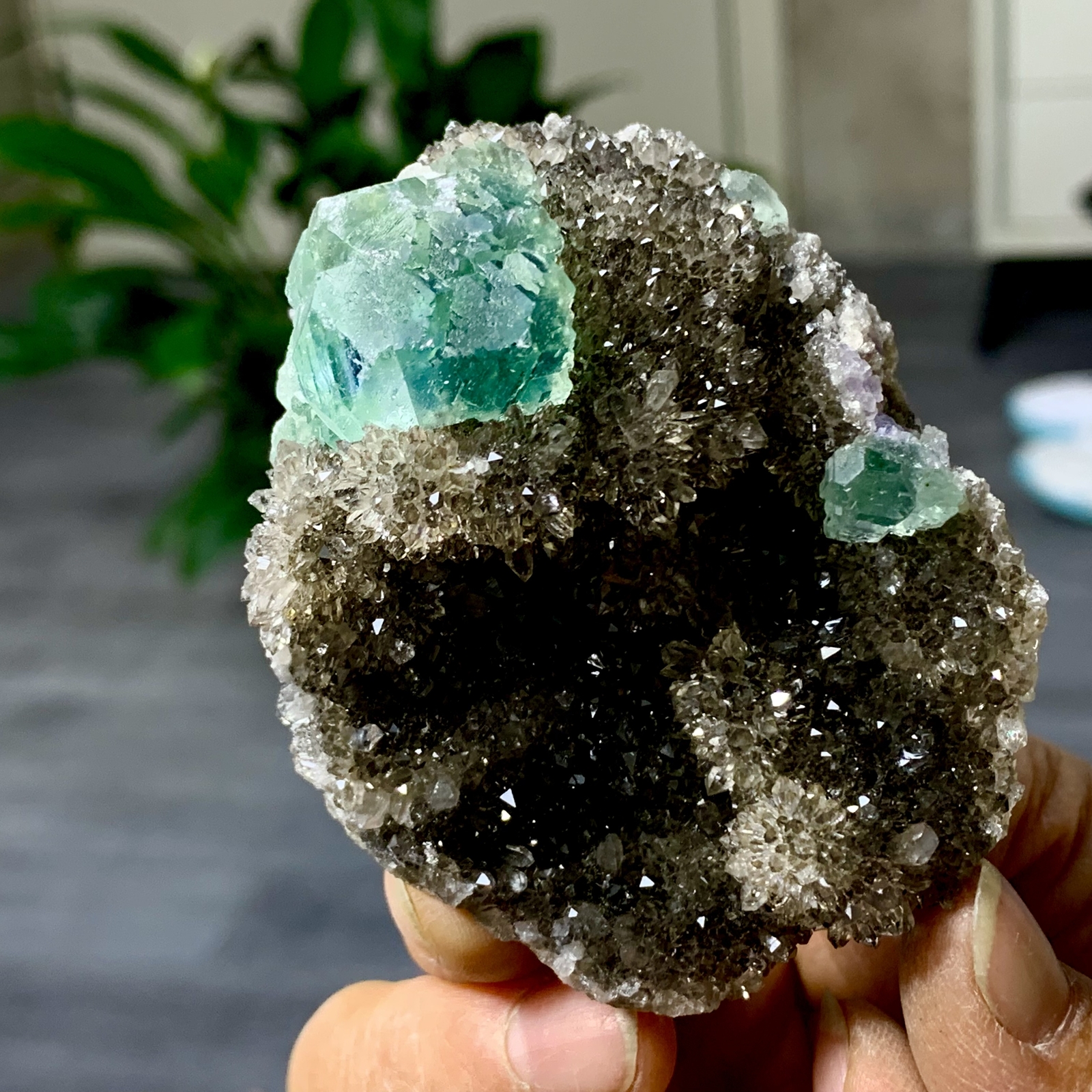 163G Rare Transparent blue-green Cube Fluorite Mineral Crystal Specimen/China