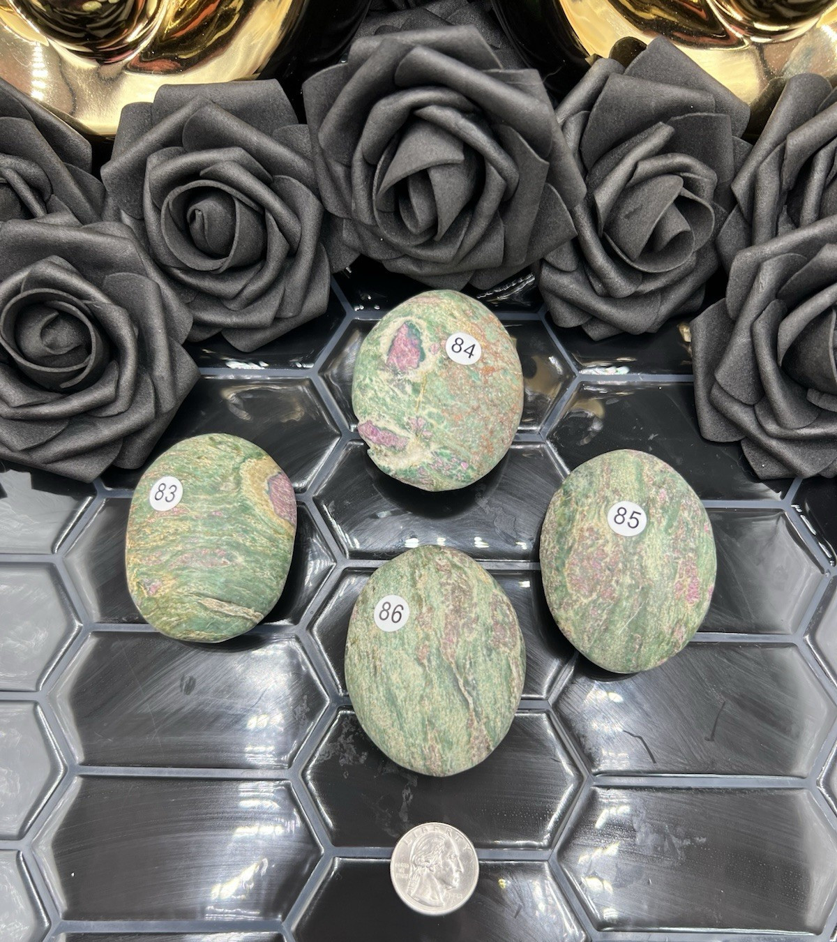 Natural Unique Ruby in Fuchite Palmstones Uv Unpolished Raw Free ship