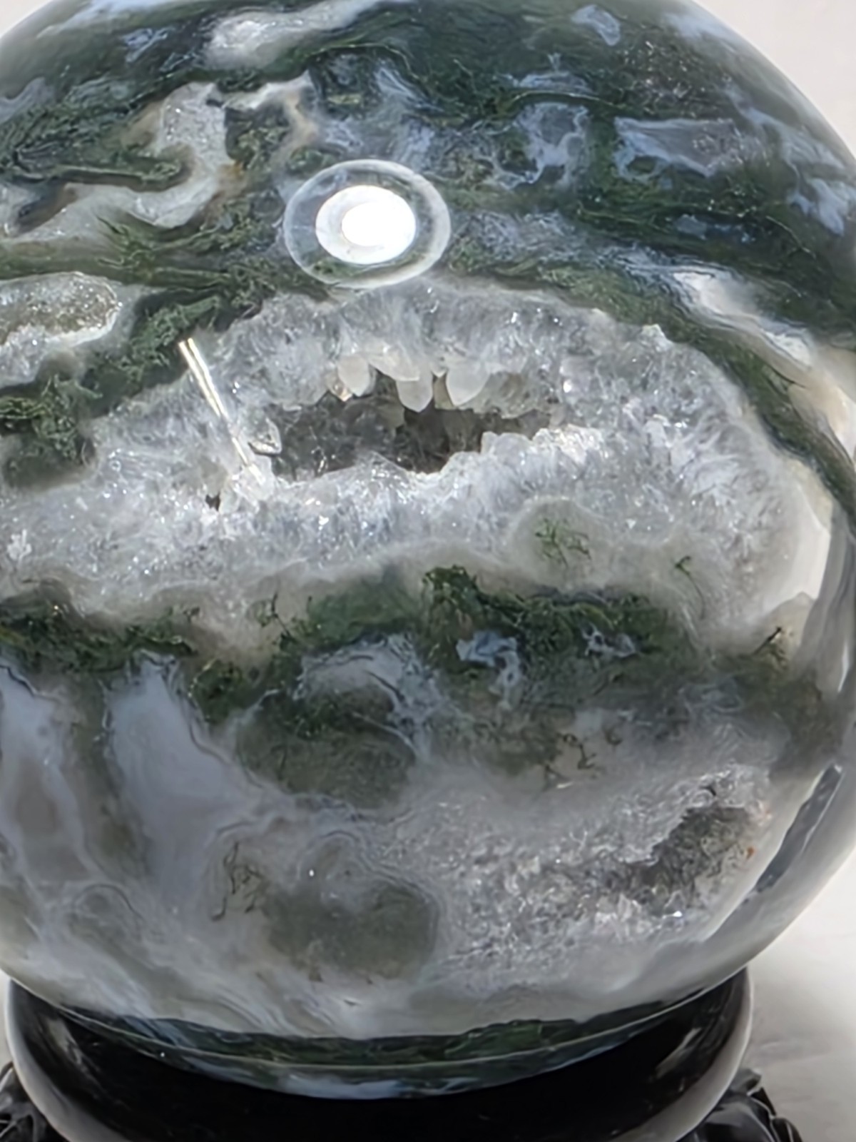 Polished Moss Agate Druzy Quartz Sphere Crystal Ball Natural Mineral 2.5 In Dia