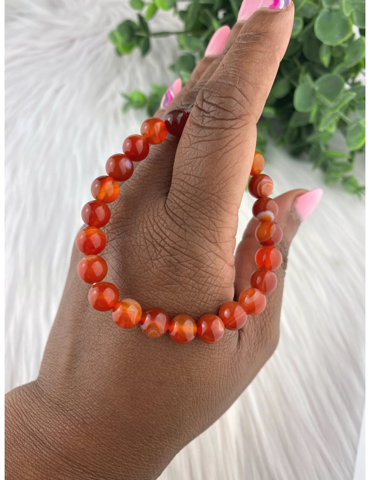 Carnelian bracelet – 8mm carnelian bracelet – carnelian agate jewelry – crystal