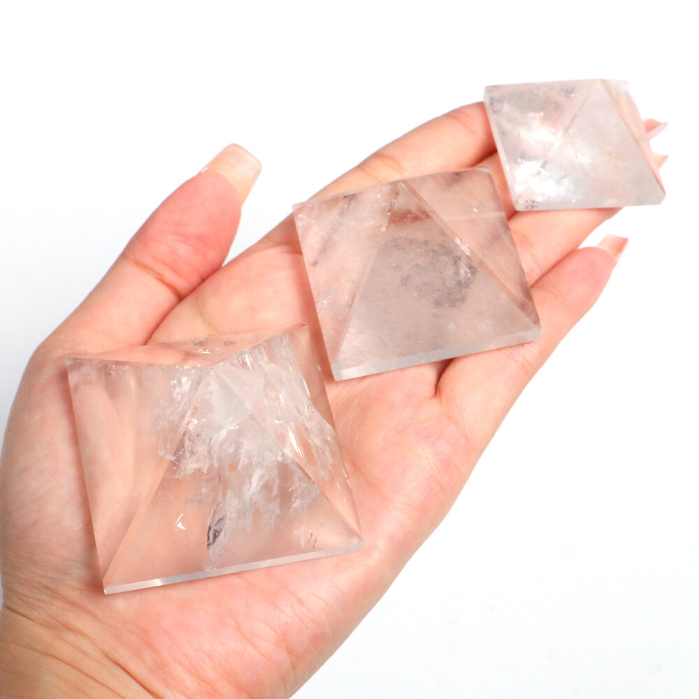 2-6cm Natural Egyptian Pyramid Clear Quartz Crystal Triangle Cone Healing Stone