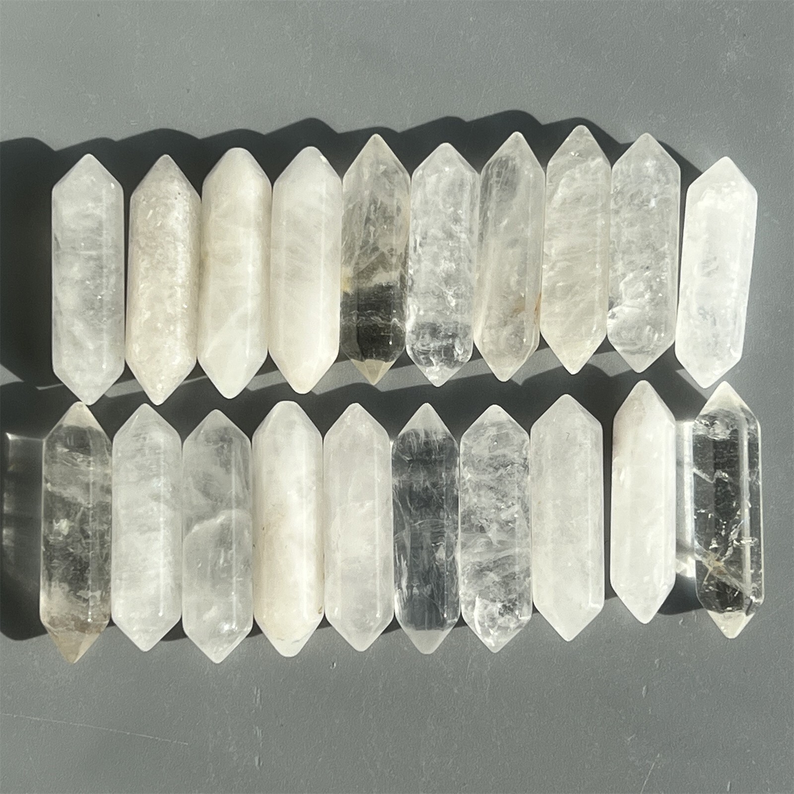10pcs natural clear quart obelisk quartz crystal wand double point reiki healing
