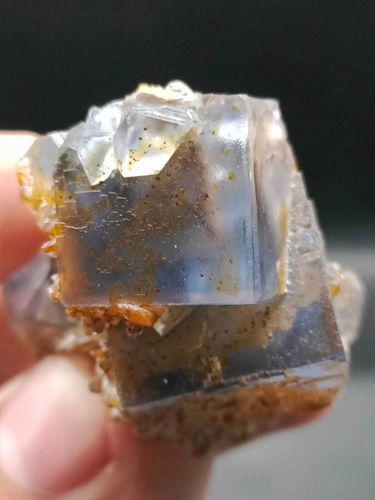 42g Natural Iridescent Cubic Fluorite Crystal Specimen With Blue Inclusions
