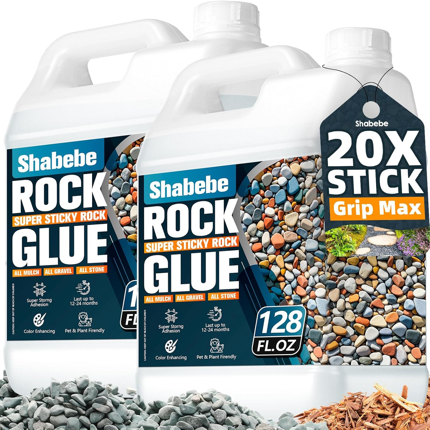 Rock Glue for Landscaping – 2 Gallon Mulch Glue with Grip Max, Strong Adhesion&