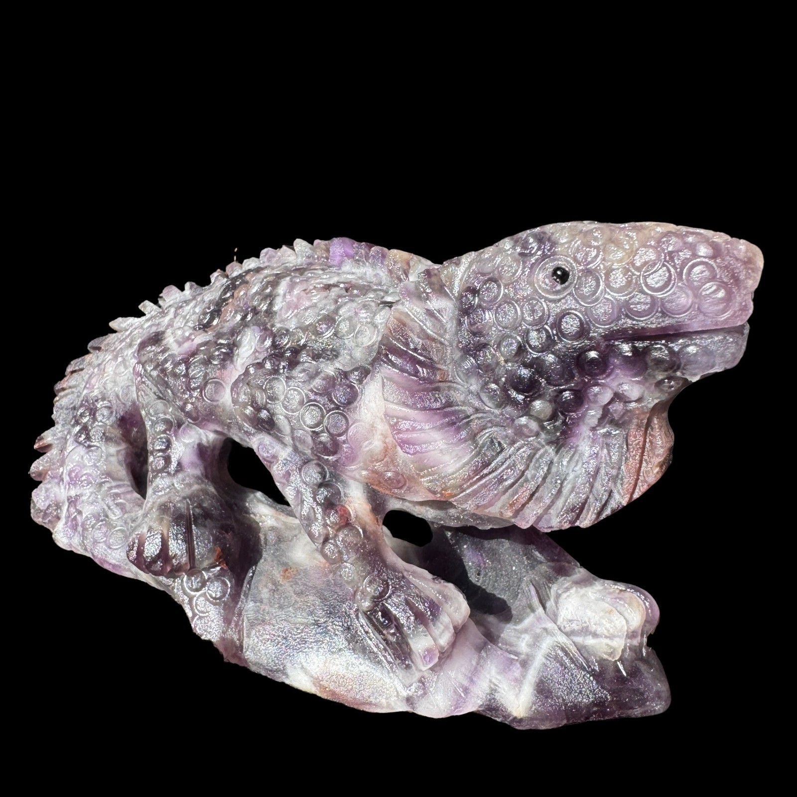 Auction: Hand Carved Dream Amethyst Lizard Sculpture – Spirit Animal, Free Shipp