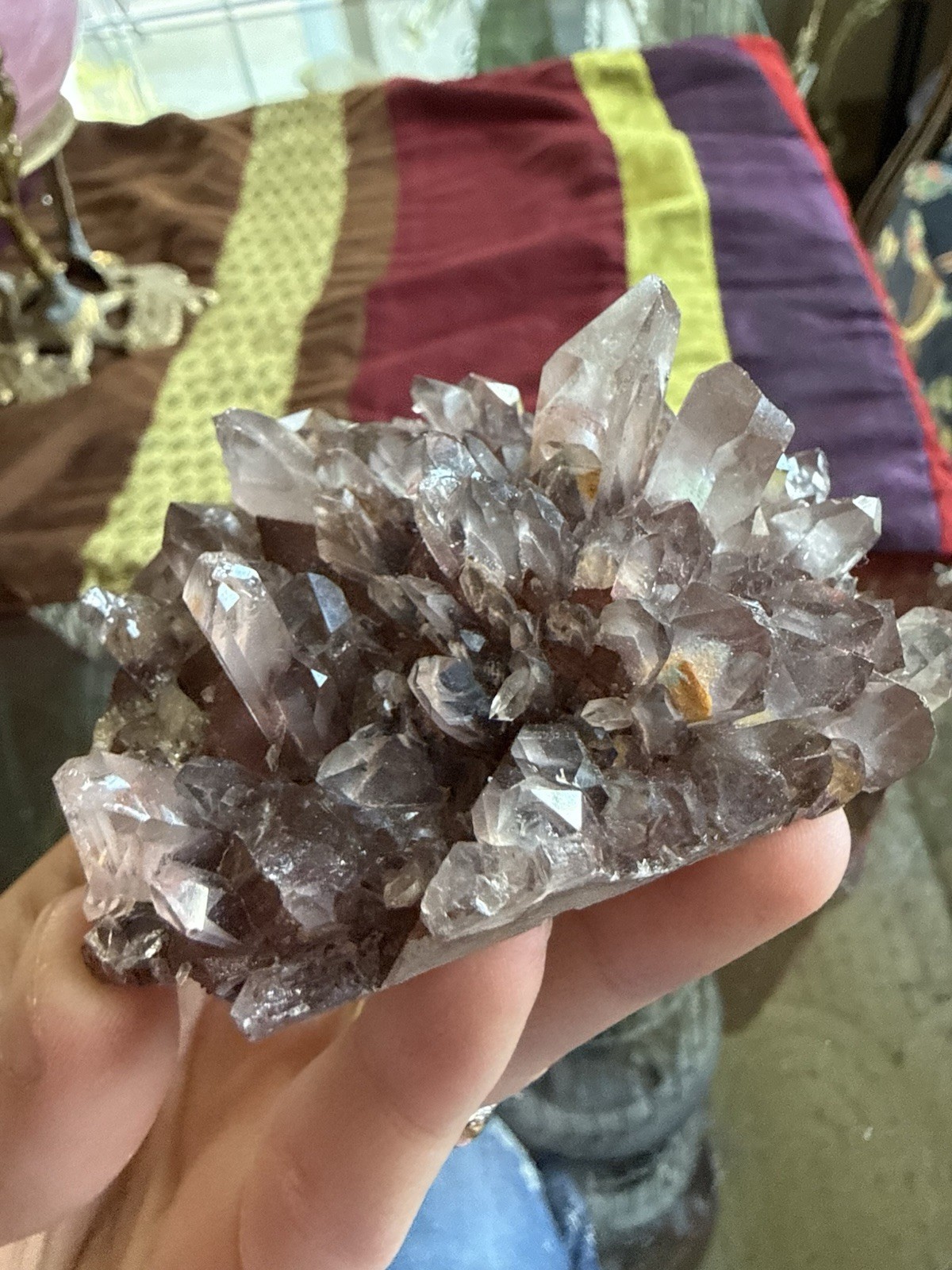 Red Hematite Phantom Quartz Crystal Cluster – Sunset Phantom Quartz