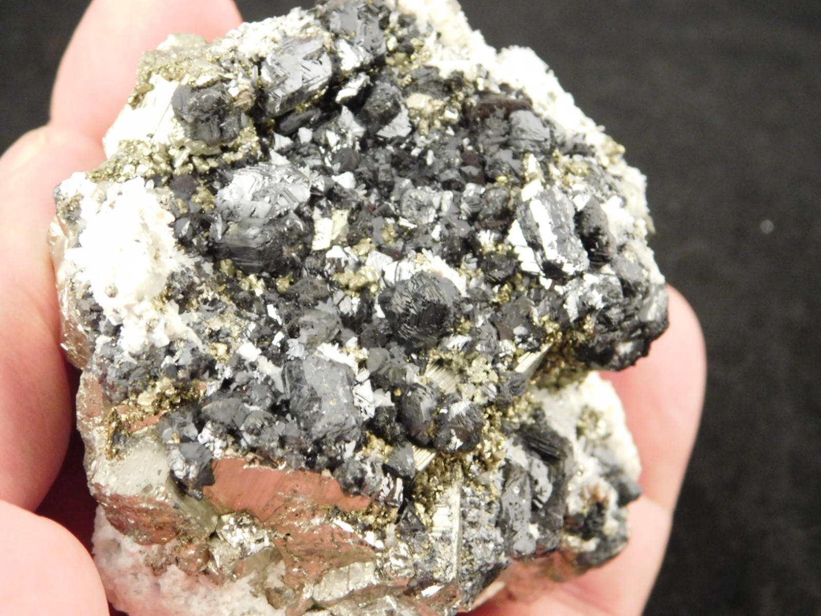 Sphalerite Crystal Cluster with Chalcopyrite Calcite and Pyrite 351gr