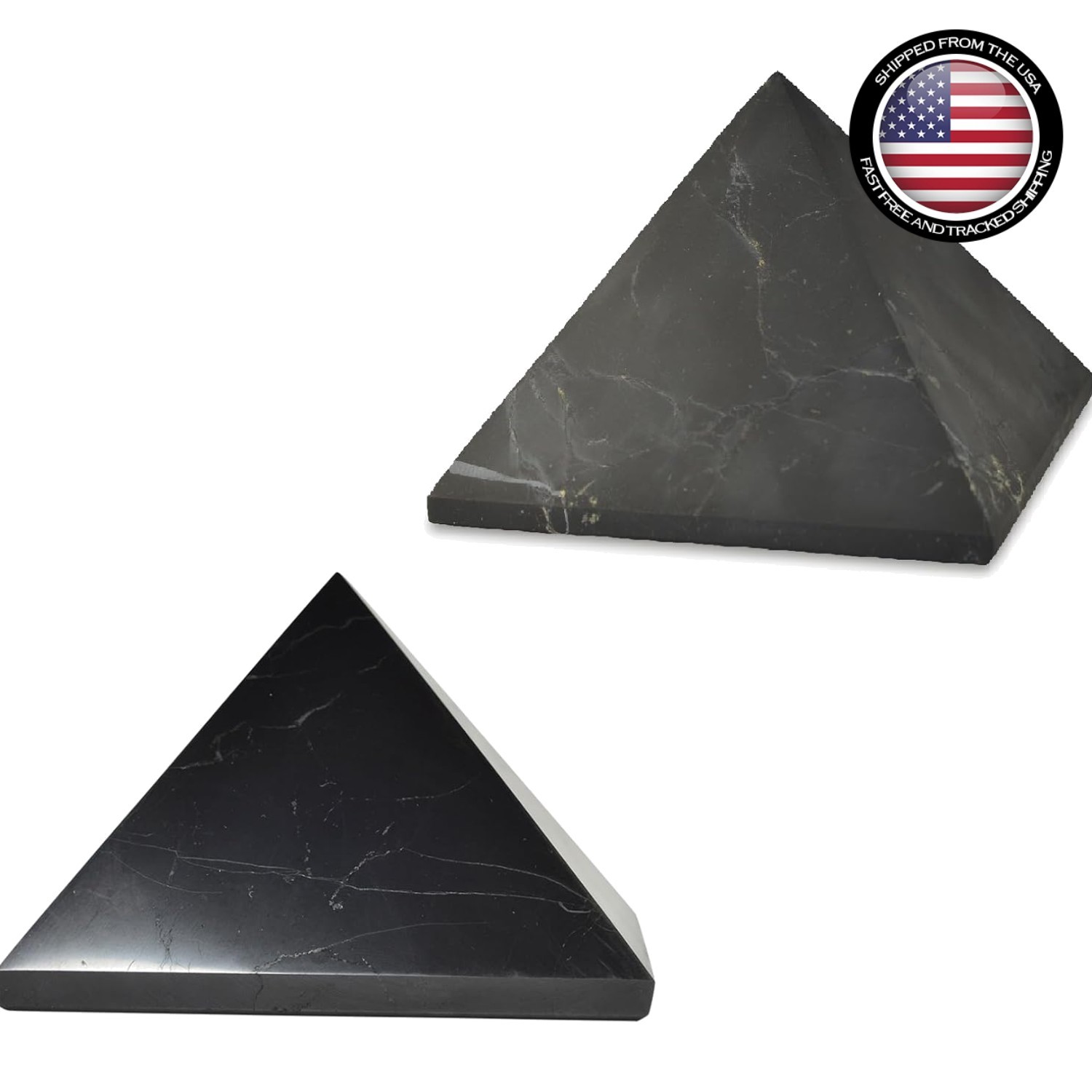 Shungite Pyramids Set 2 pcs 110mm Polished Unpolished Crystal Home Protection…