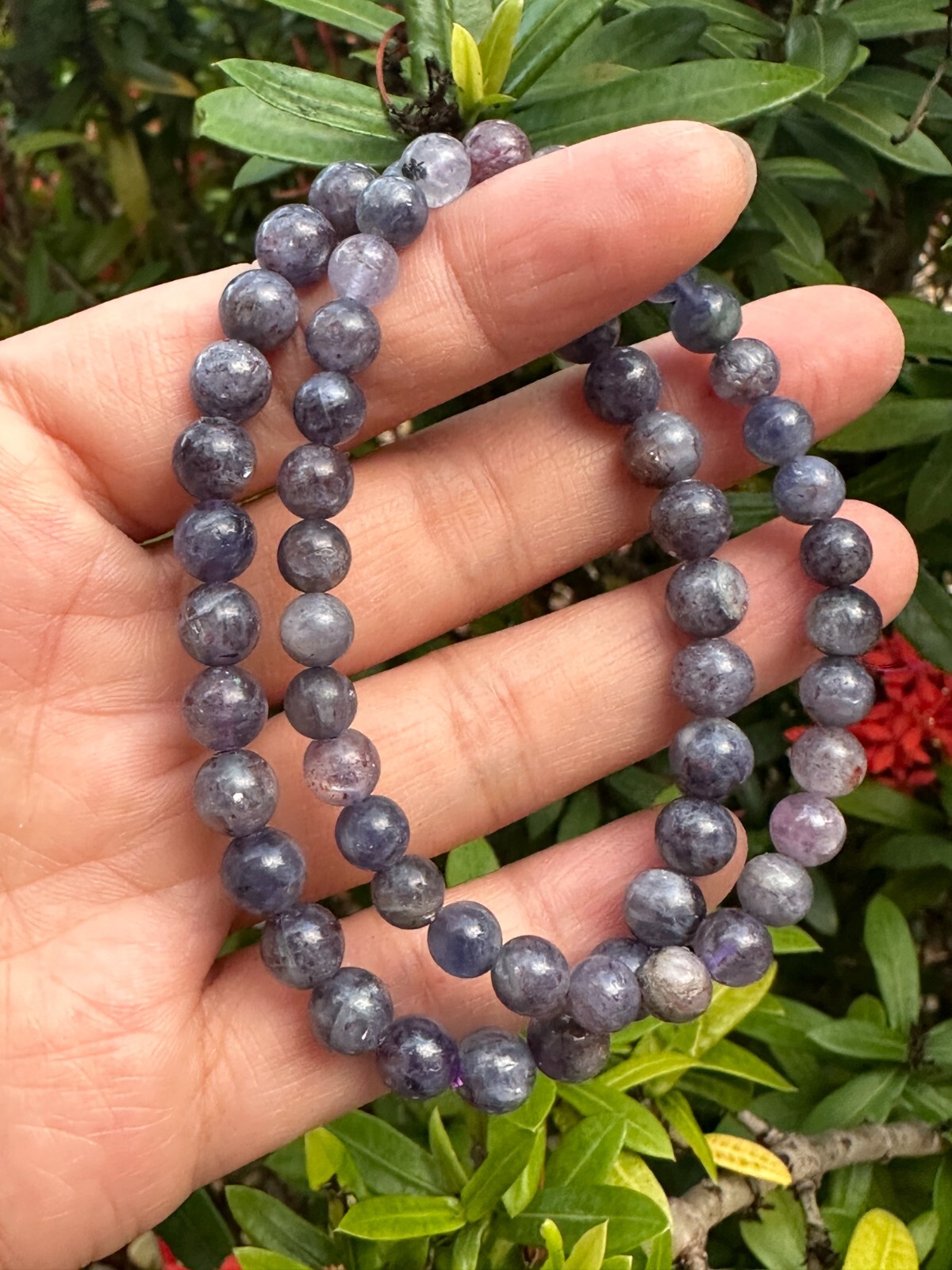 Grade A++ Iolite Crystal Bead Bracelet 5-9mm, Genuine Iolite Gemstone Bracelet