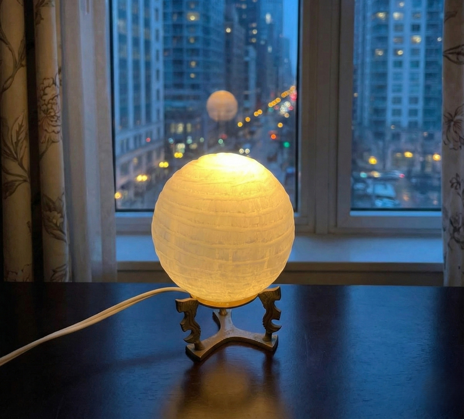 CRYSTAL CLEAR SELENITE LAMP HEALING NATURAL PERFECT GIFT HOME DECOR FROM MOROCCO