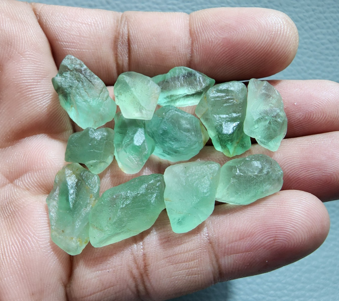 12 Pcs Amazing AA+ Green Fluorite Rough Gemstone Crystal Rough Raw Size 15-22 MM