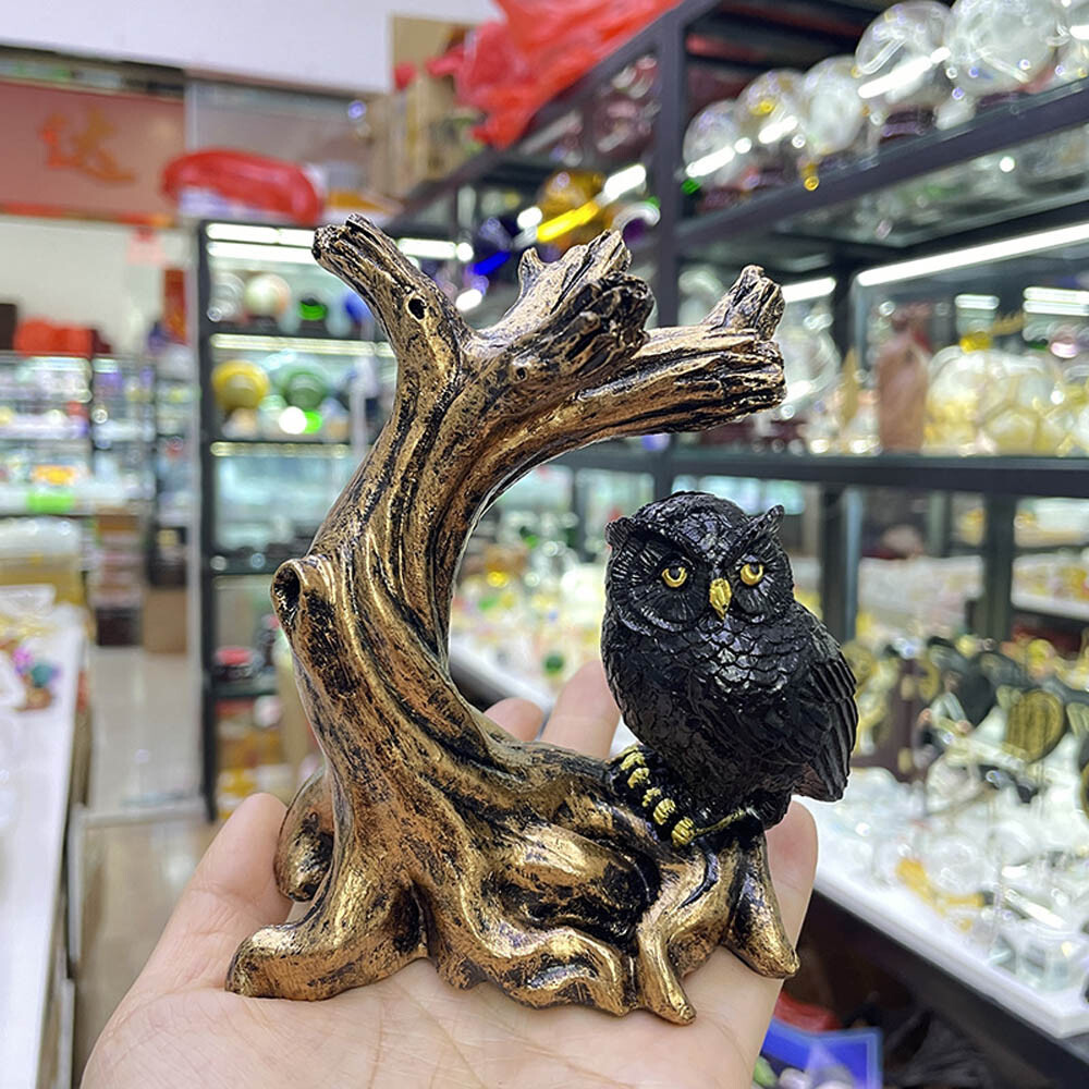 5 Colors Owl Resin Sphere Holder Stand Base Natural Crystal Ball Hand Decoration
