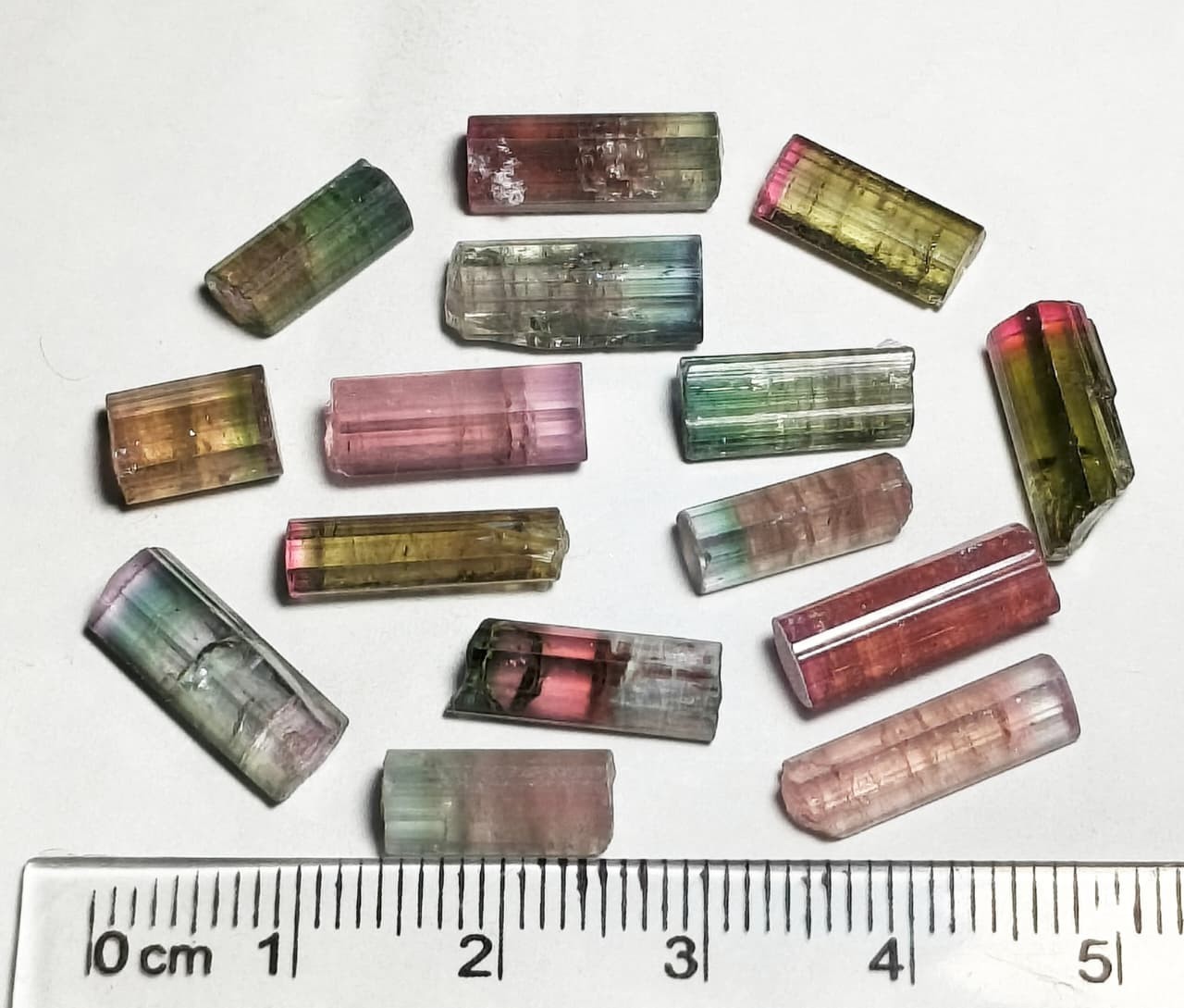 Multi colour jewelery size tourmaline crystals from paprook – 42 Carats