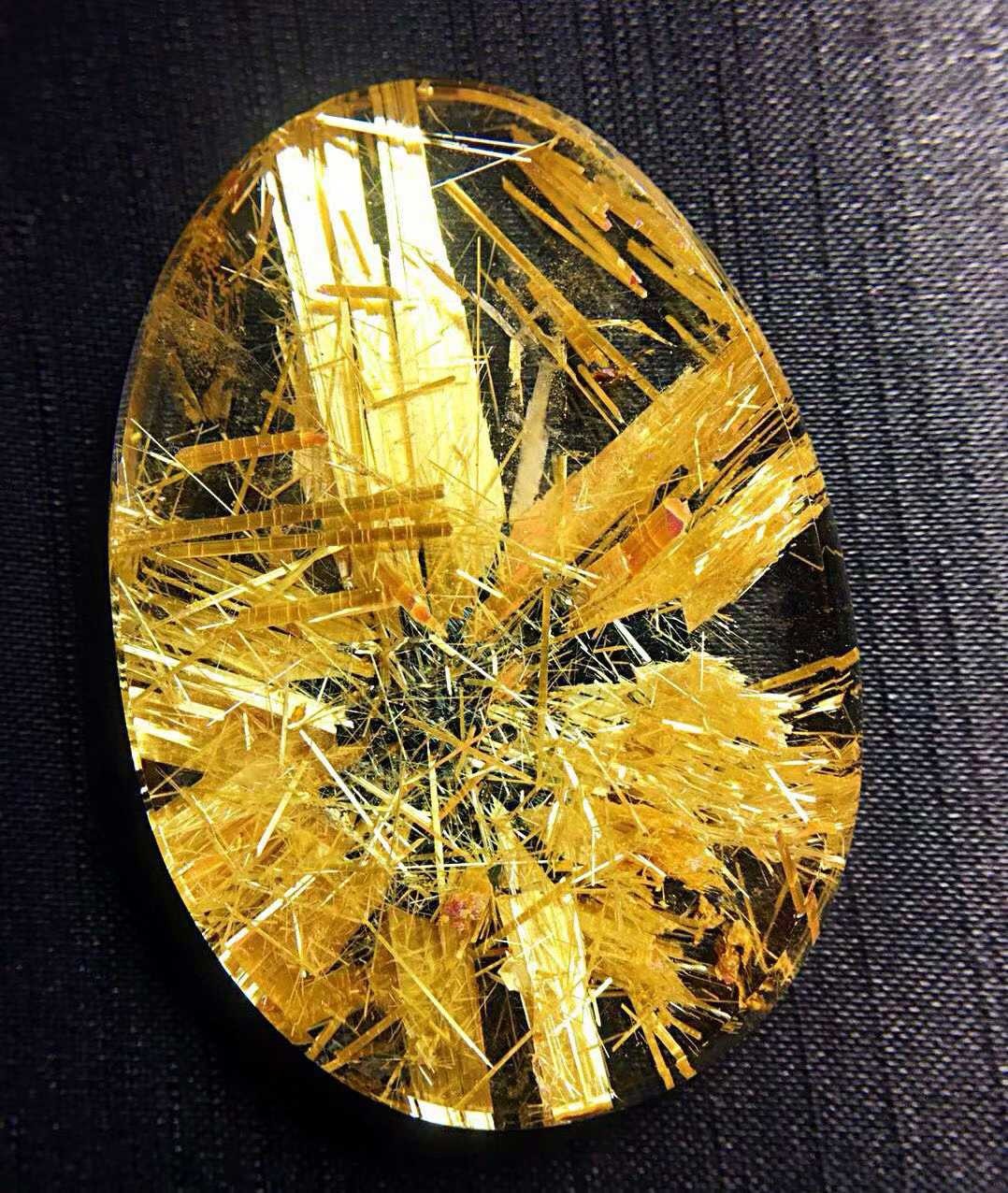 49*34*7mm A++ Natural Gold Rutilated Quartz Titanium Crystal Reiki Pendant