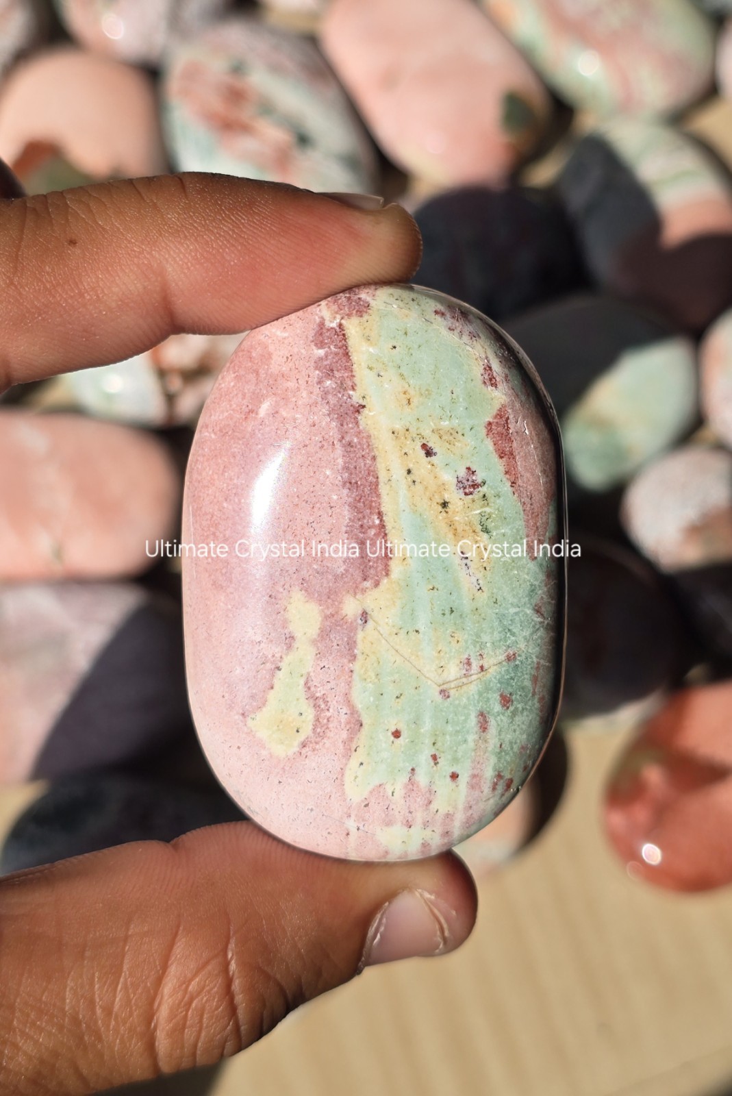 Unicorn Jasper Palm Stones: Self Love, Heart Chakra, Healing Crystal, Gift
