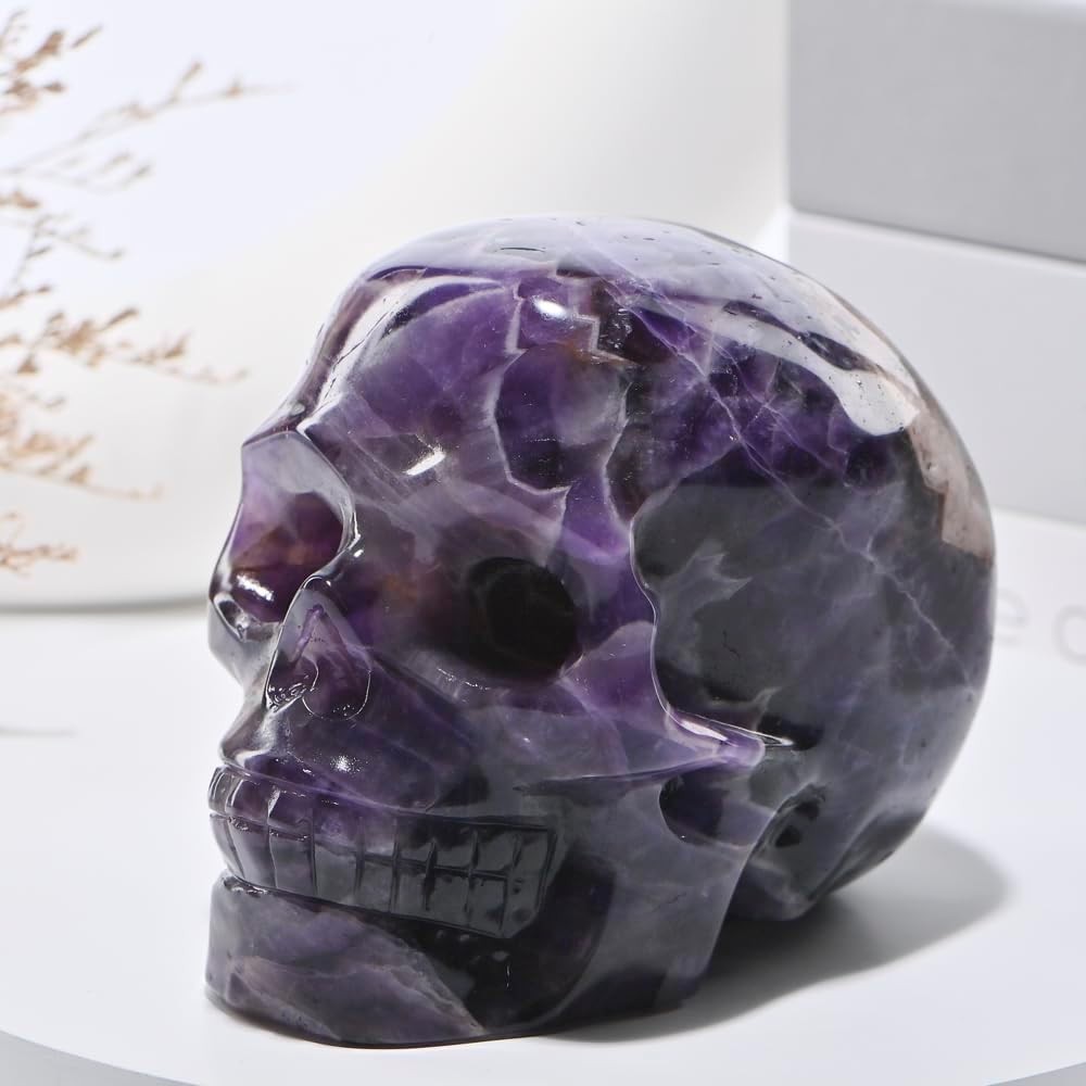 Natural Amethyst Crystal Skull 2in Hand Carved Healing Stone Decor Reiki New USA