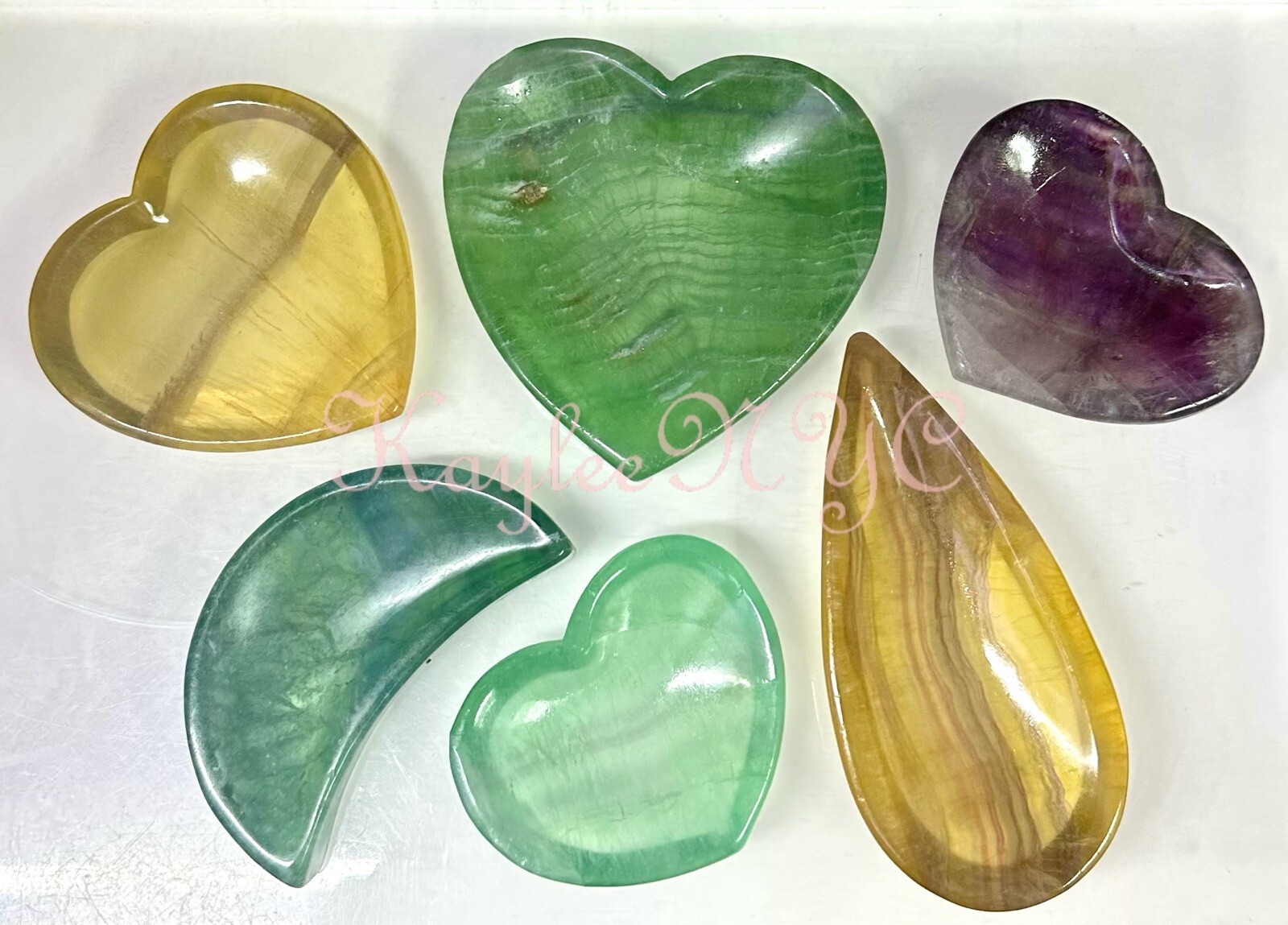 Wholesale Lot 6 Pcs Natural Fluorite Mixed Bowls Crystal Healing 1.8-2 Lbs