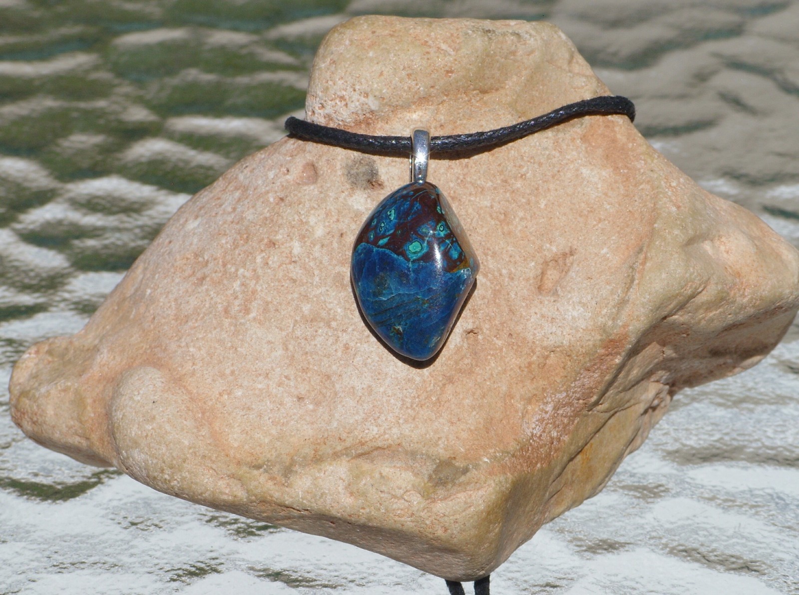 Natural Shattuckite Free Form Stone Crystal Pendant Necklace