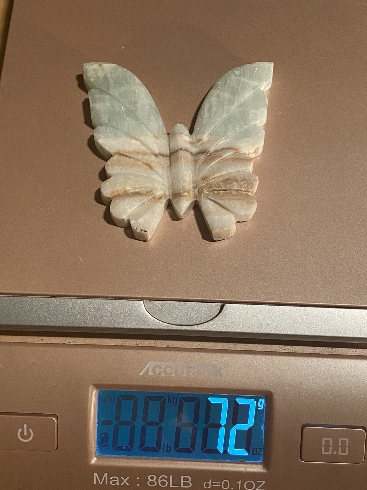 Caribbean Blue Calcite Hand Carved Butterfly, 76 Grams, Throat/Third Eye Chakra