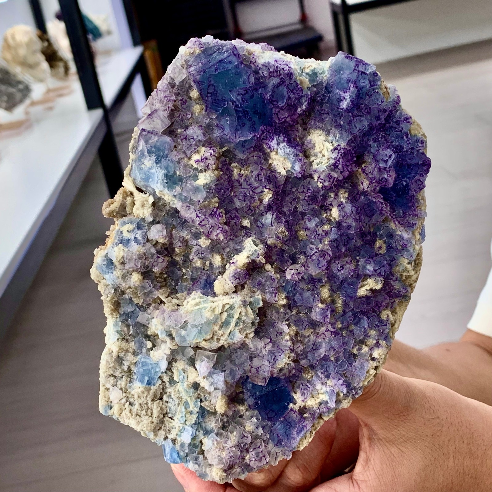 2.92LB Rare transparent purple-blue fluorite cube mineral crystal sample/China