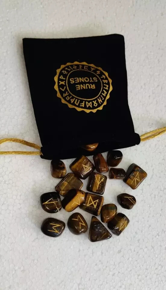 Natural Tigers Eye Runes 25pcs Stone Set Crystal For Home Décor Jewelry Making