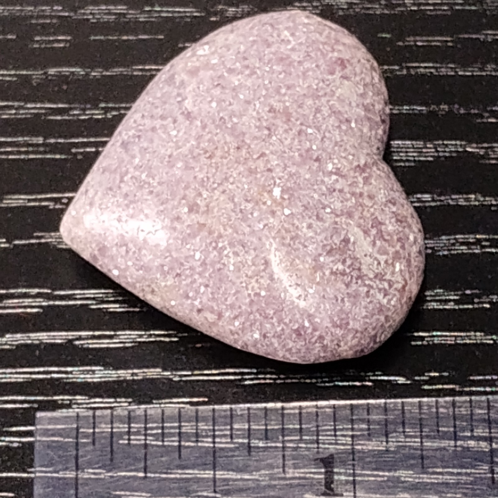 Lepidolite Polished Heart Sparkling Light Purple Palm Stone Natural Healing