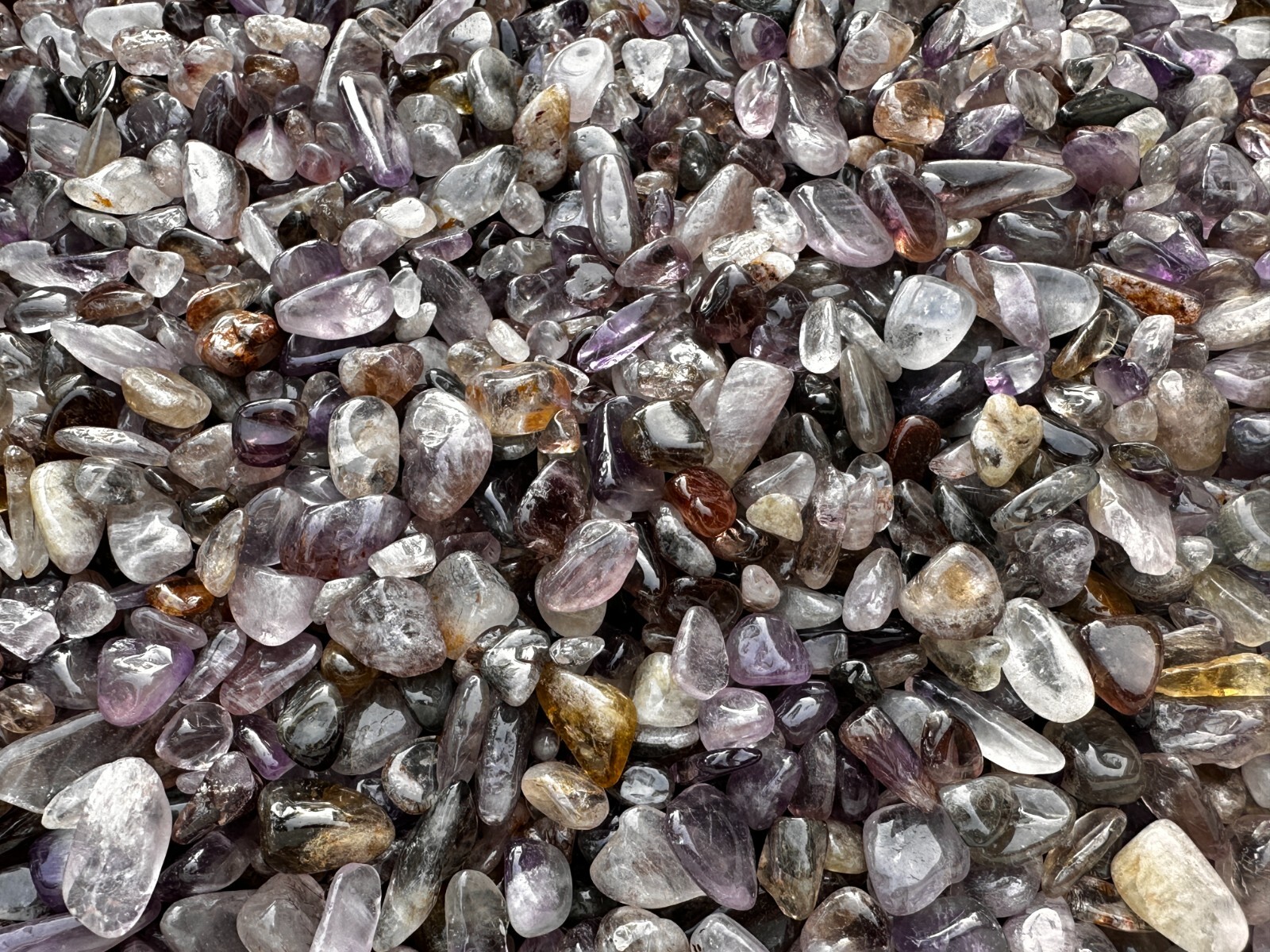 Grade A++ Super 7 Semi Tumbled Gemstone Mini Chips 5-15mm, Wholesale Bulk Lot
