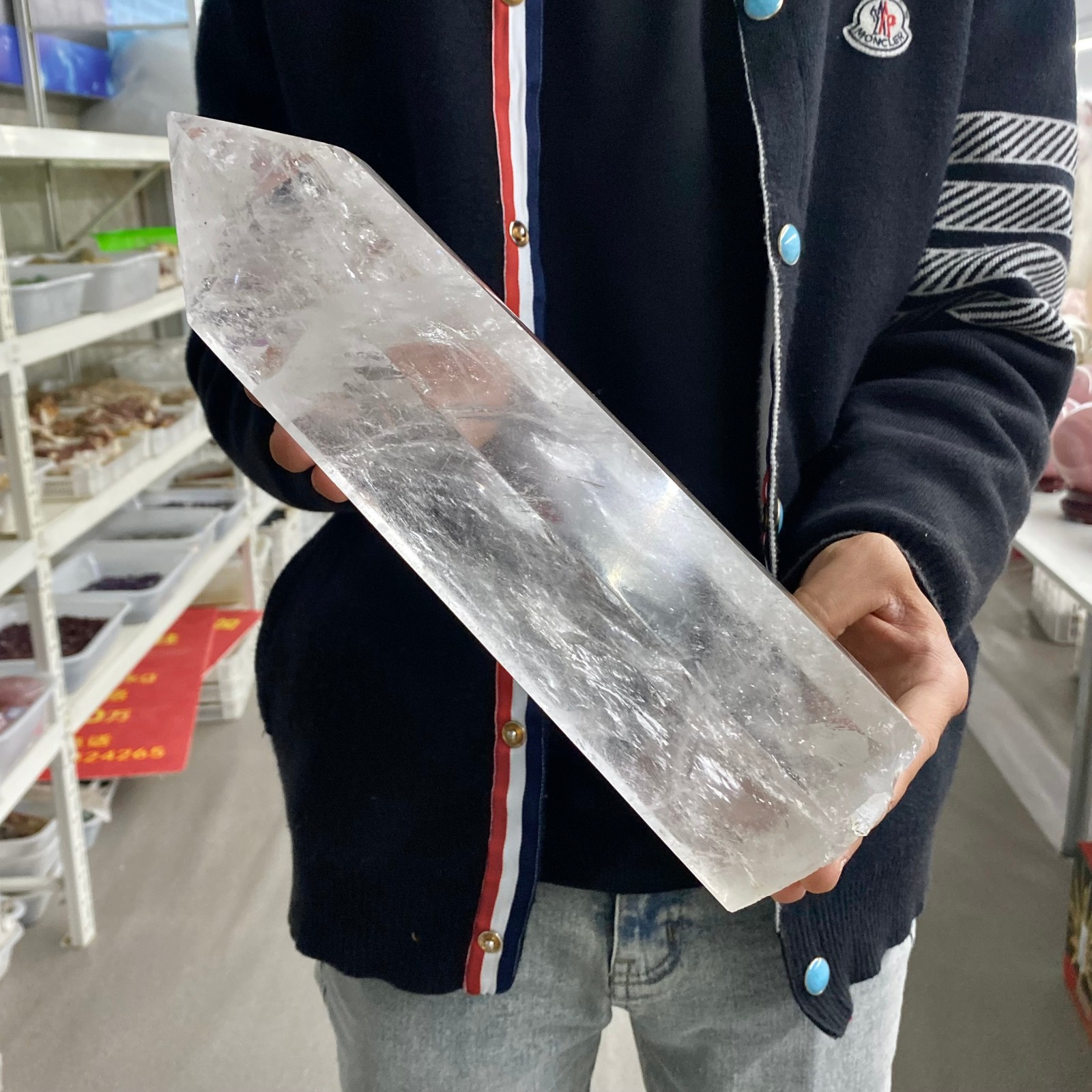7.34LB Natural Clear Quartz Crystal Point Healing Wand Polished Rock Crystal Rei