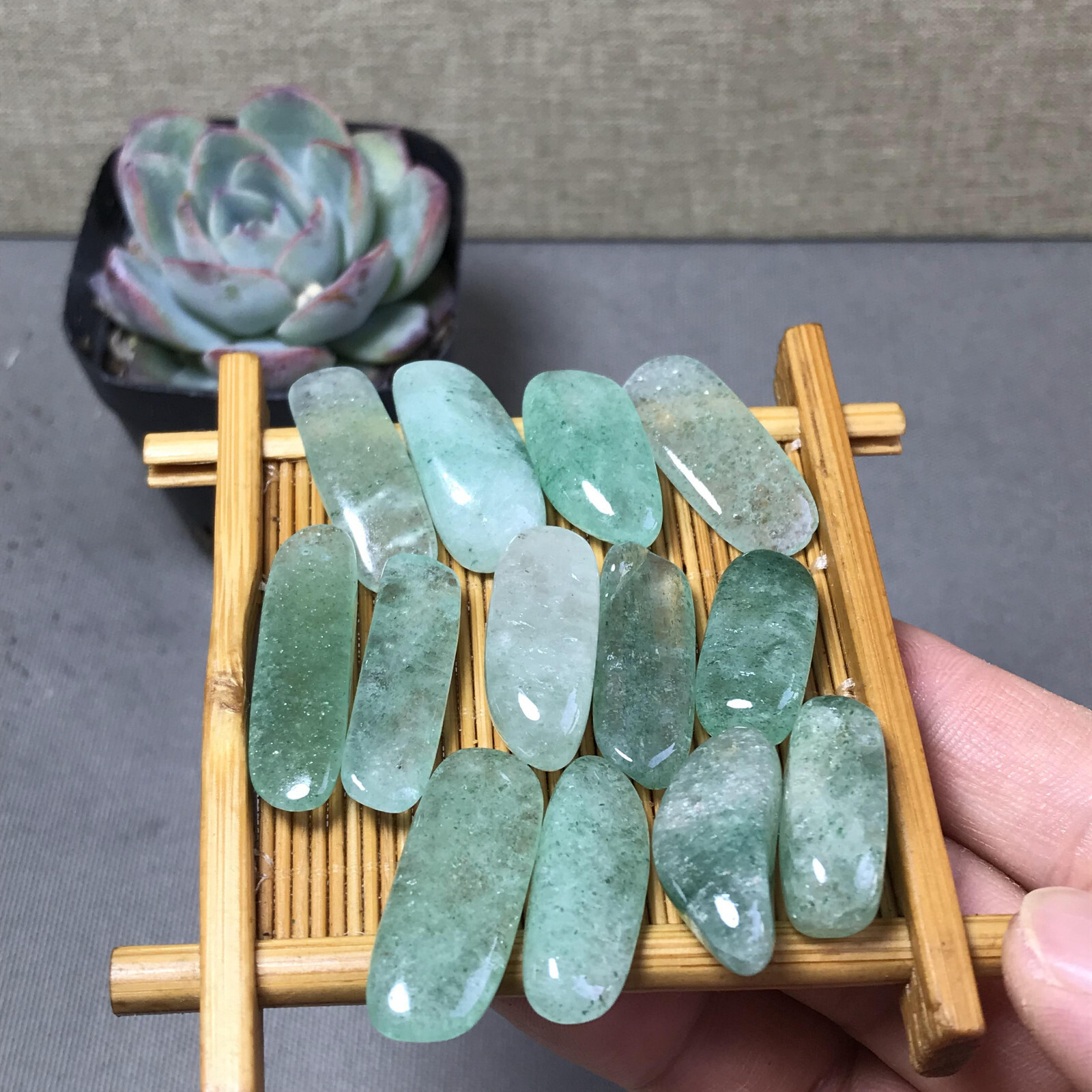 13Pcs Natural Green Strawberry Crystal gemstone Polish Mineral Specimen A6586