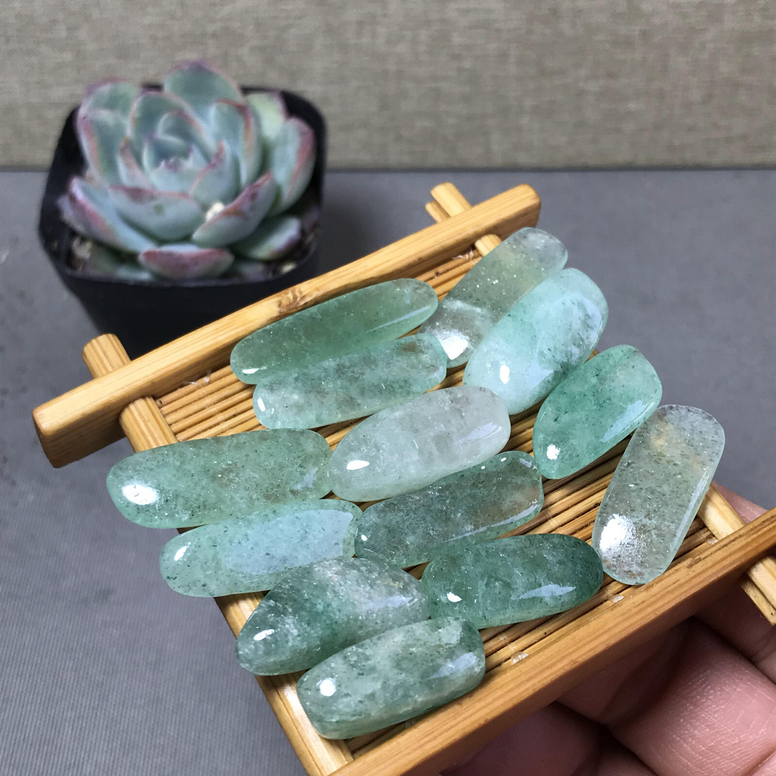 13Pcs Natural Green Strawberry Crystal gemstone Polish Mineral Specimen A6586