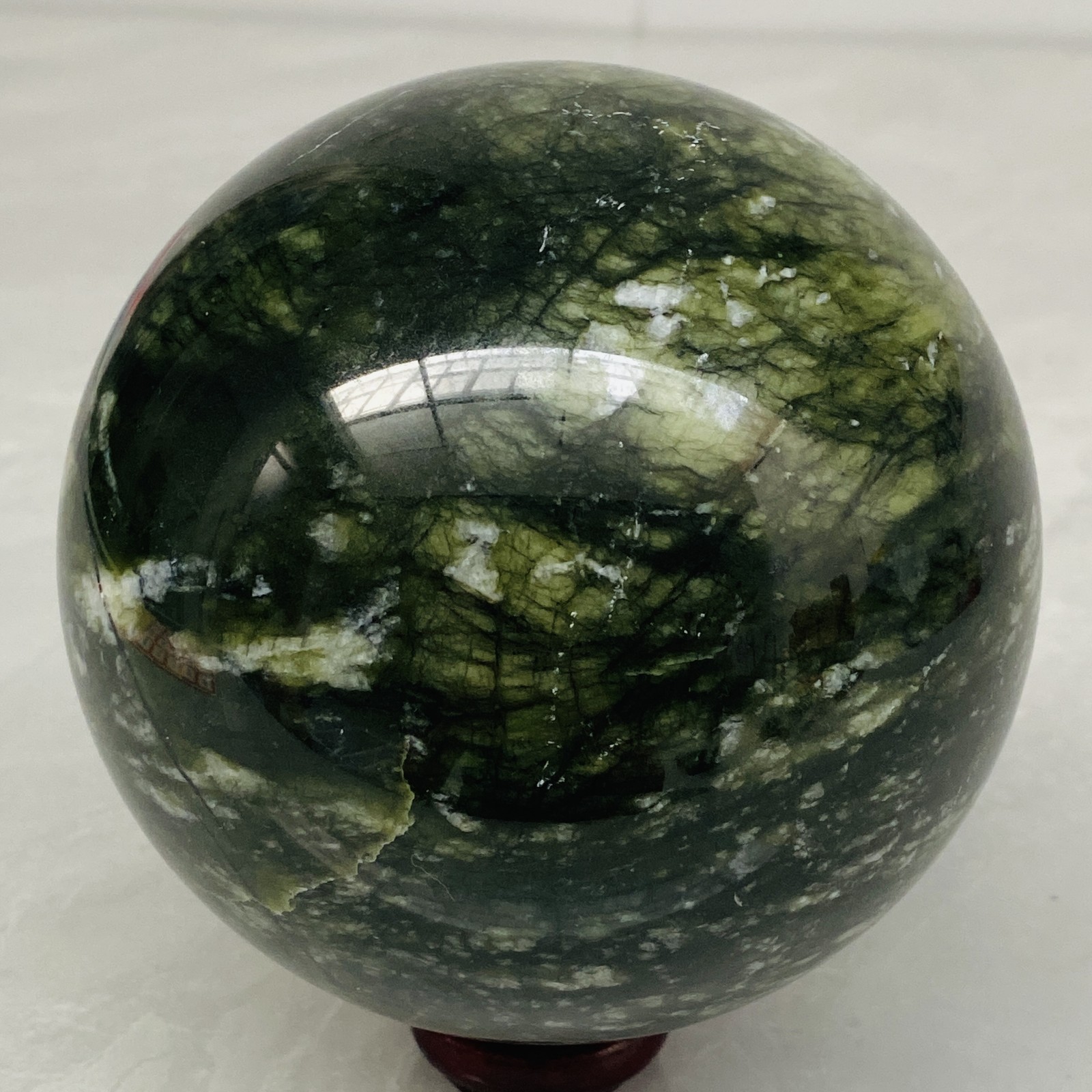 Natural Southern Jade Sphere Green Serpentine Crystal Ball Healing 2060g 4.54LB