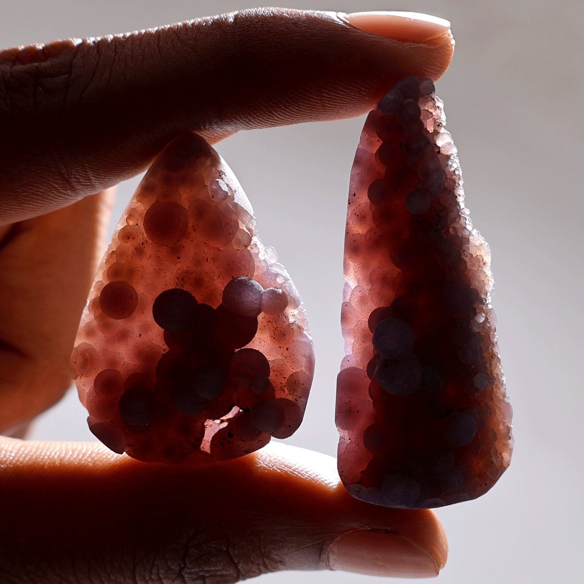 Dreamwork & Intuition— 2 PC Mystic Grape Agate Drusy Crystals— Rare Bubble Pair