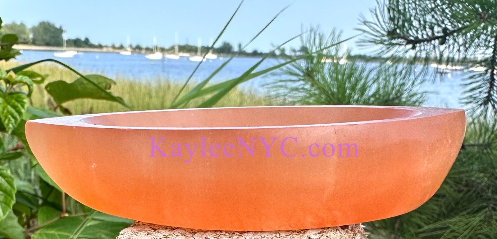 Wholesale 6 PCs Natural Peach Selenite Satin Spar Eye Shaped Bowls Crystal 10cm