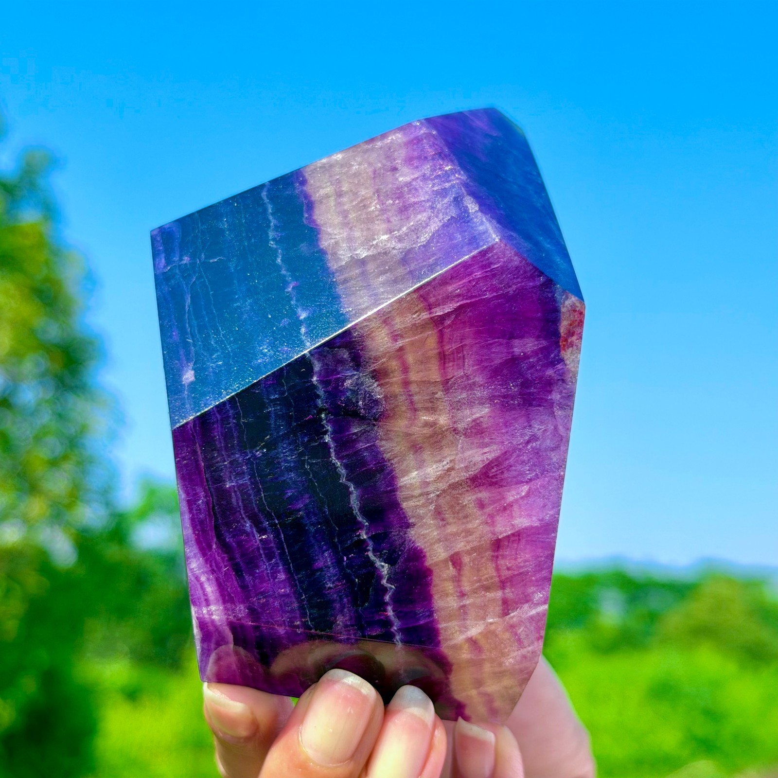 1.92LB Rare Natural Fluorite Quartz Crystal Freeform Mineral Specimen Healing