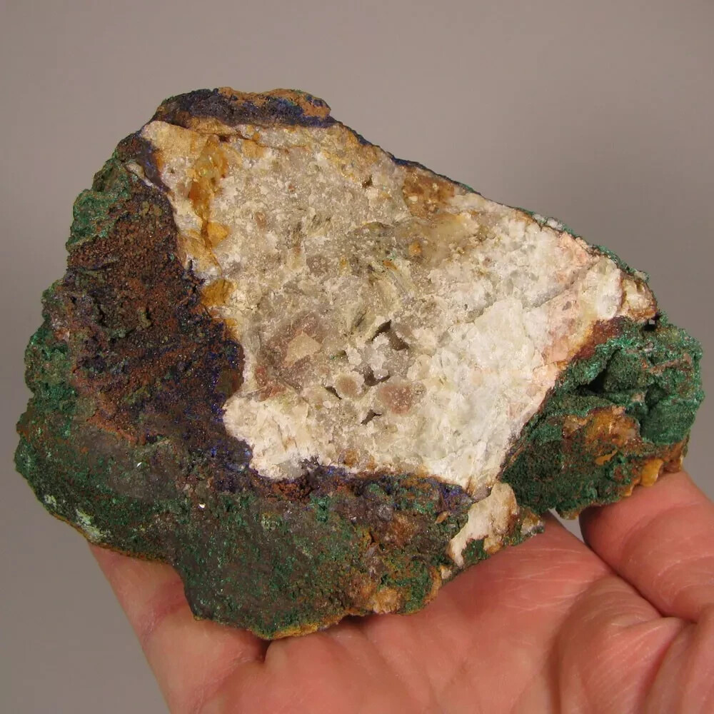 5″ Blue AZURITE w/ MALACHITE Crystals on Matrix Rock – Morocco – 1.5 lbs.