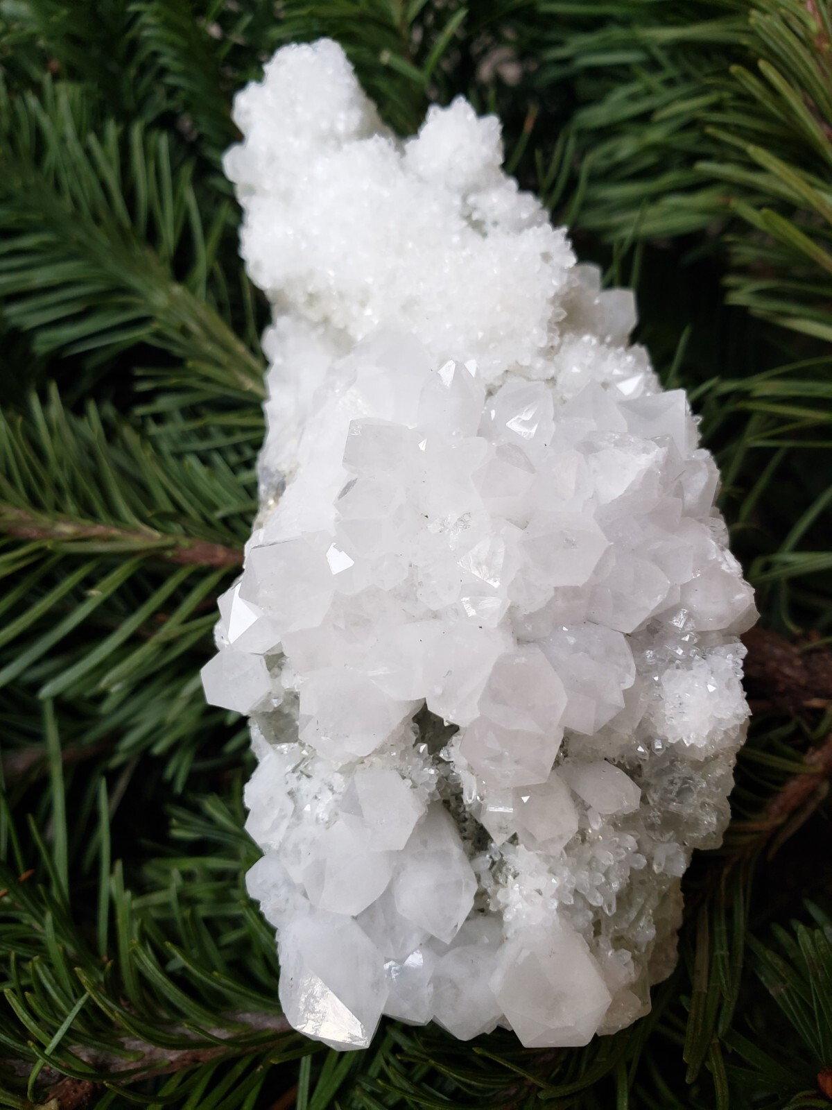 Natural White Quartz Crystal on Fluorite Cluster Specimen, 175g or 6.2oz