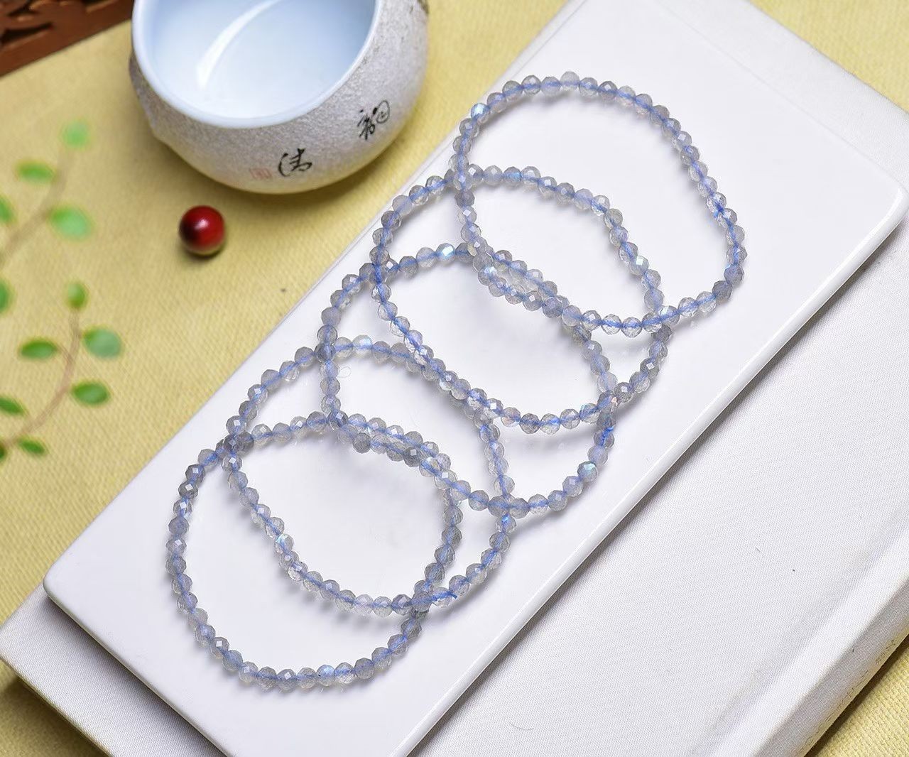 Wholesale 3pcs Labradorite Polyhedron Bracelet 4mm Crystal Healing Bracelet