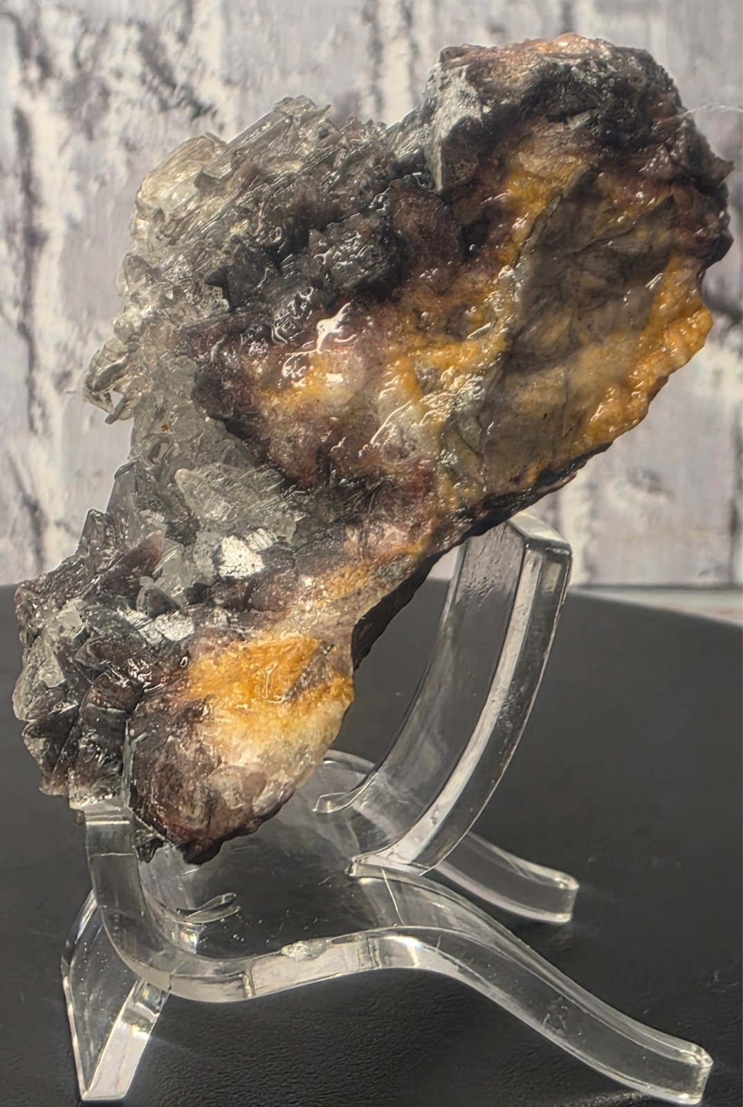 Etched Selenite on Dogtooth Calcite with Iron Mexico Crystal Specimen 49.92g