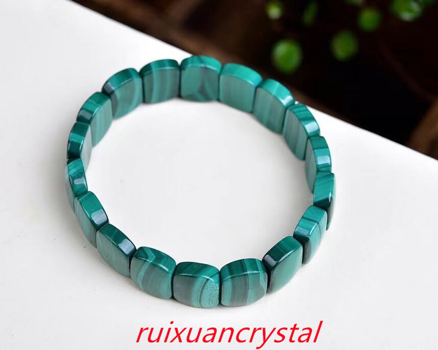 1pc Natural Malachite 7.5″ Crystal Stretch Bracele Chakra Reiki Gift 11.4*7.4mm