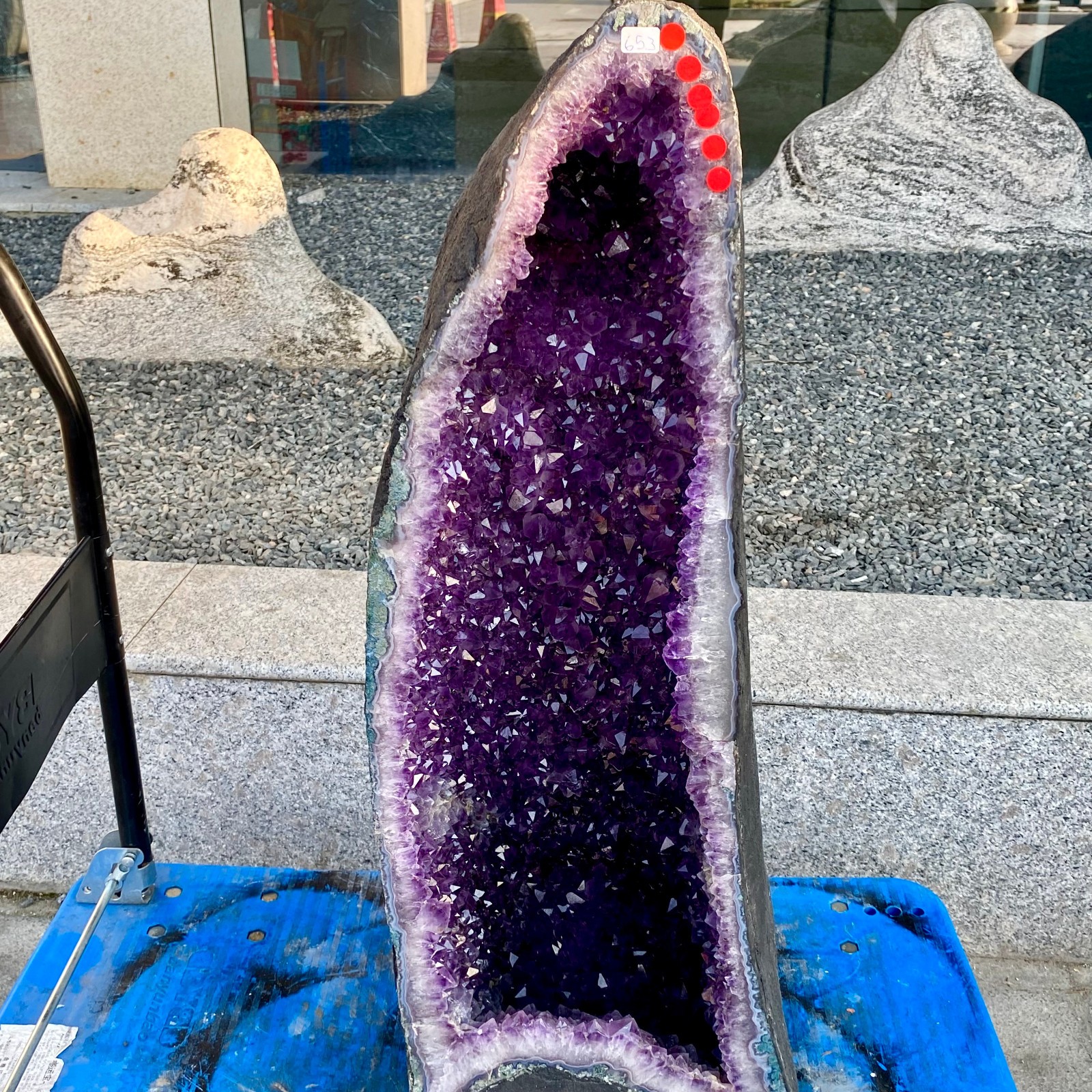 143LB Natural Amethyst Geode Quartz Crystal Cluster Cathedral Energy healing