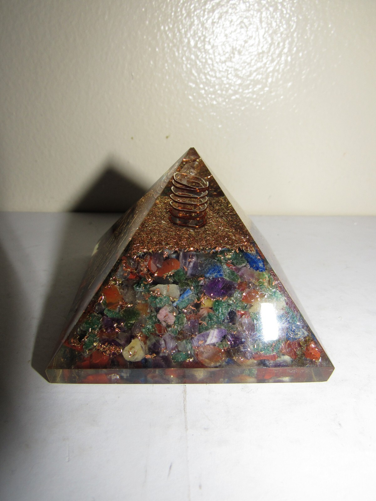 Large Chakra Inspirational Orgonite Pyramid 73mm ..With Symbol