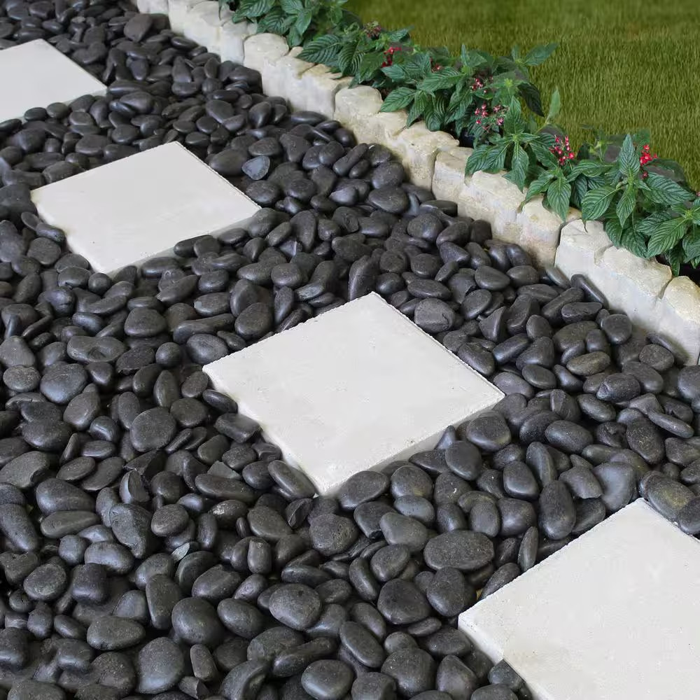 20 Lb. Grade a Black Polished Pebbles 1 In. to 2 In.
