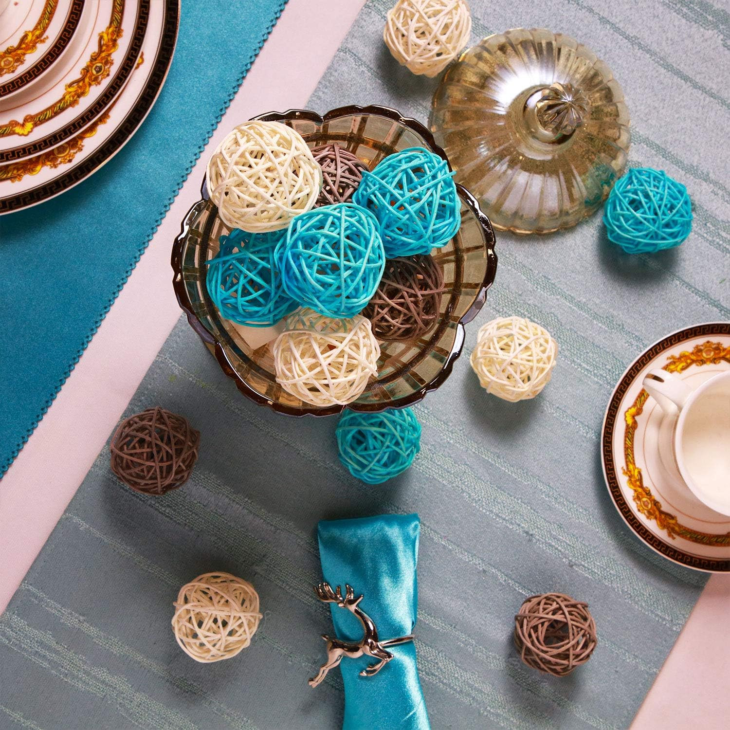 15 Pieces Wicker Rattan Balls Decorative Orbs Vase Fillers for Craft, Party, Wed