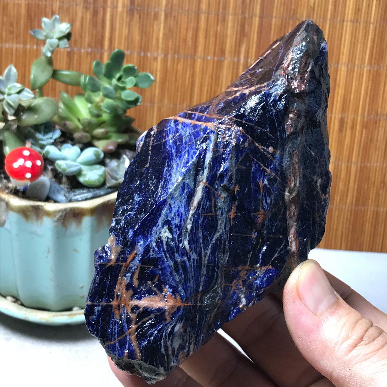 Natural Blue sodalite Crystal gemstone Rough Mineral Specimen healing 371g A6389