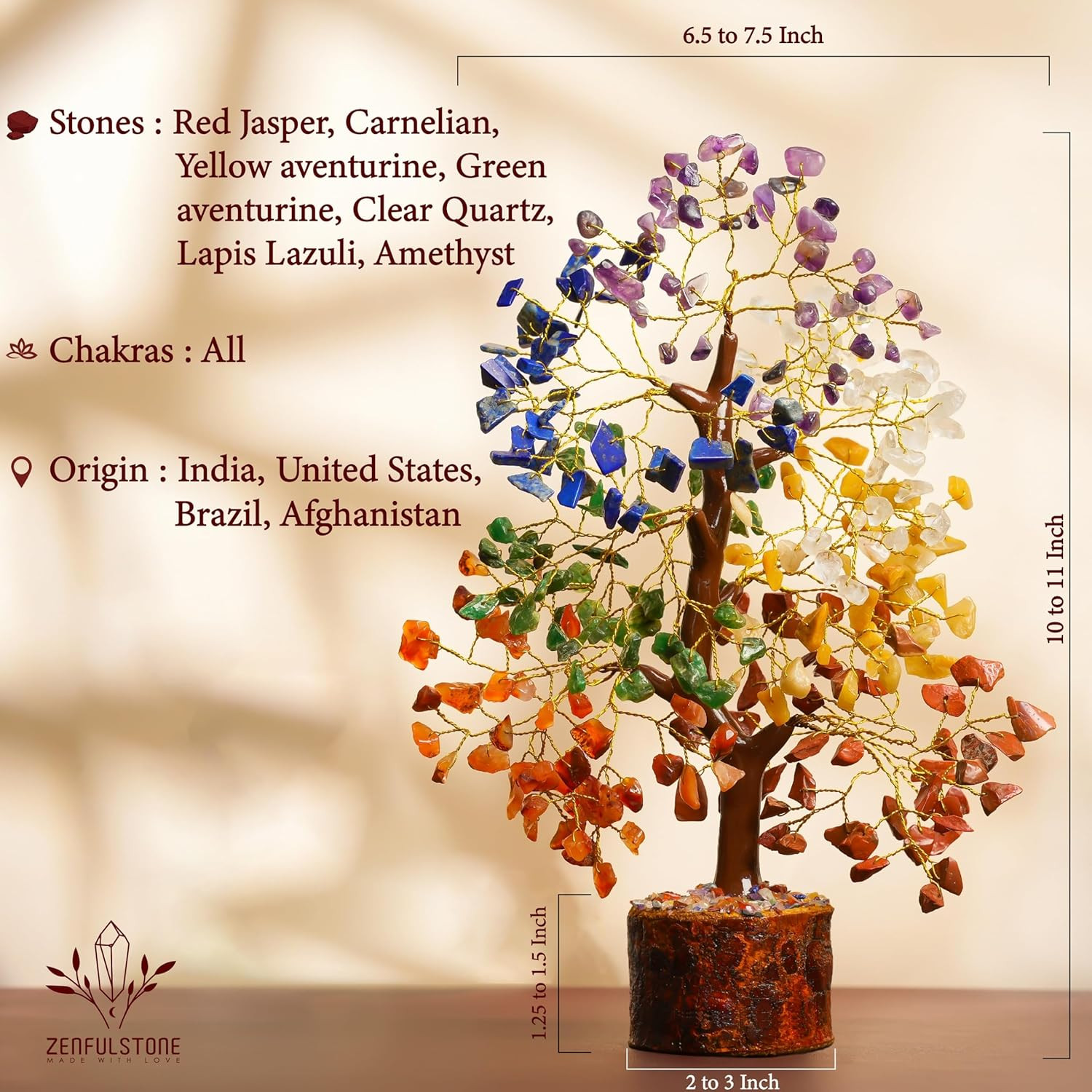 7 Chakra Tree of Life Crystal Healing Money Tree for Home Living Decor, Office D