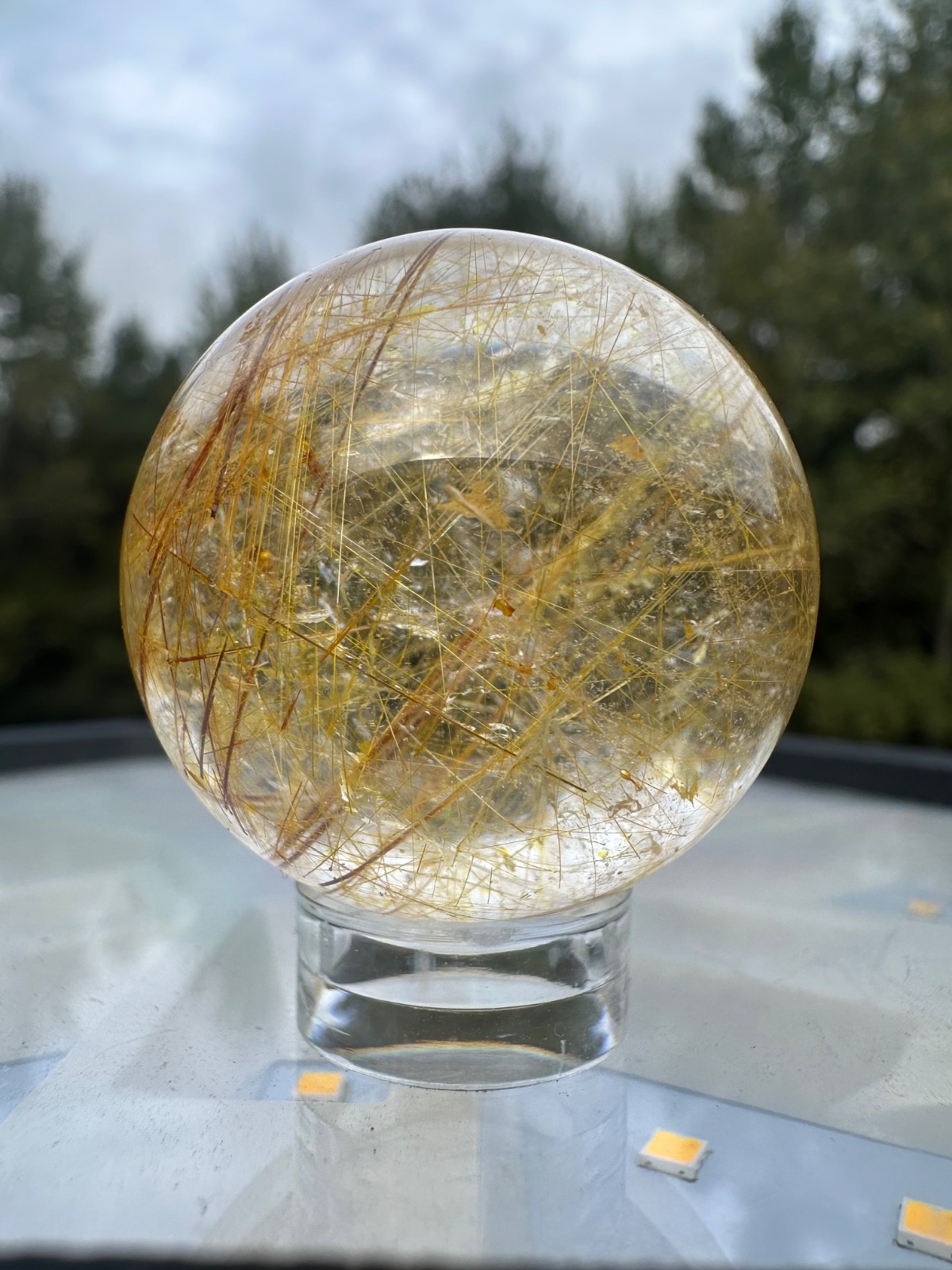 48g natural gold rutile sphere polished quartz crystal ball