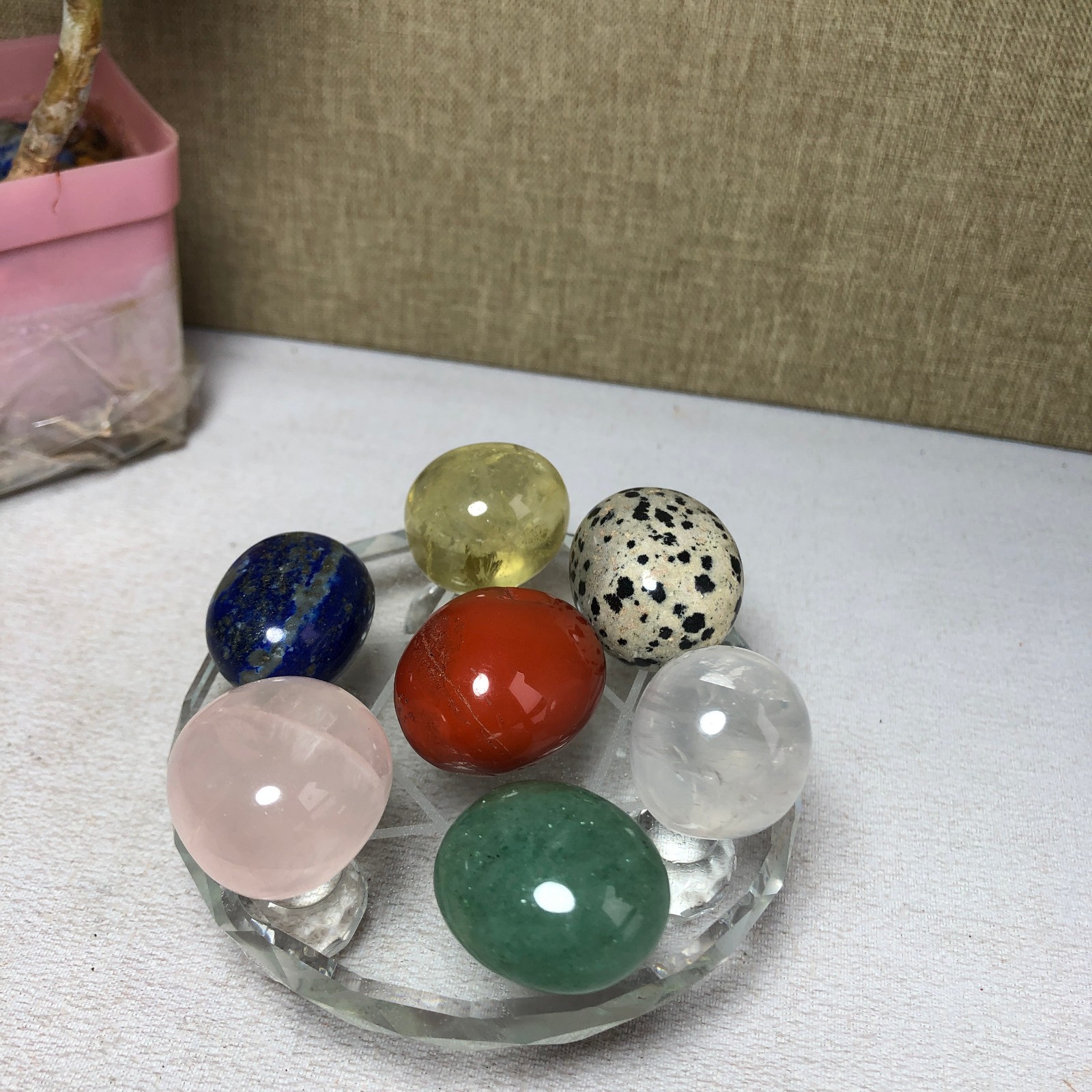 Natural seven different types of crystals Seven Star Array Specimen Base A3018