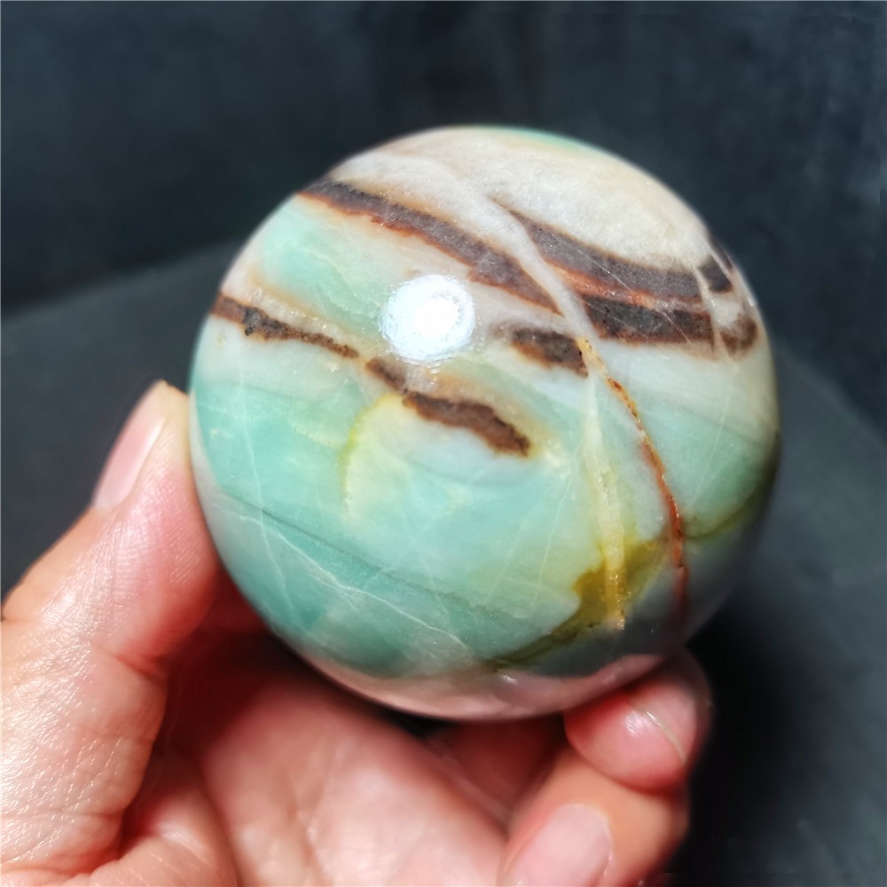 RARE 390G Natural Polished Colorful Sky blue Agate Crystal Ball Healing R2295