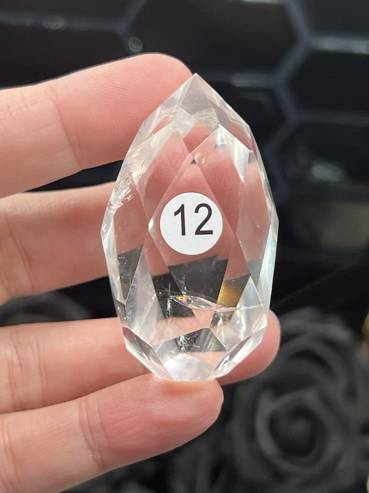 Natural Clear Quartz Faceted Egg HQ Self standing L@@K Free ship & Gift